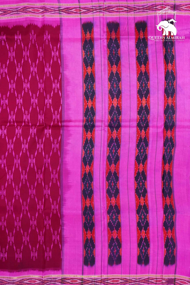 ROYAL PINK WITH BRIGHT PINK MULBERRY SILK SAREE - Queens Jewel Emporium