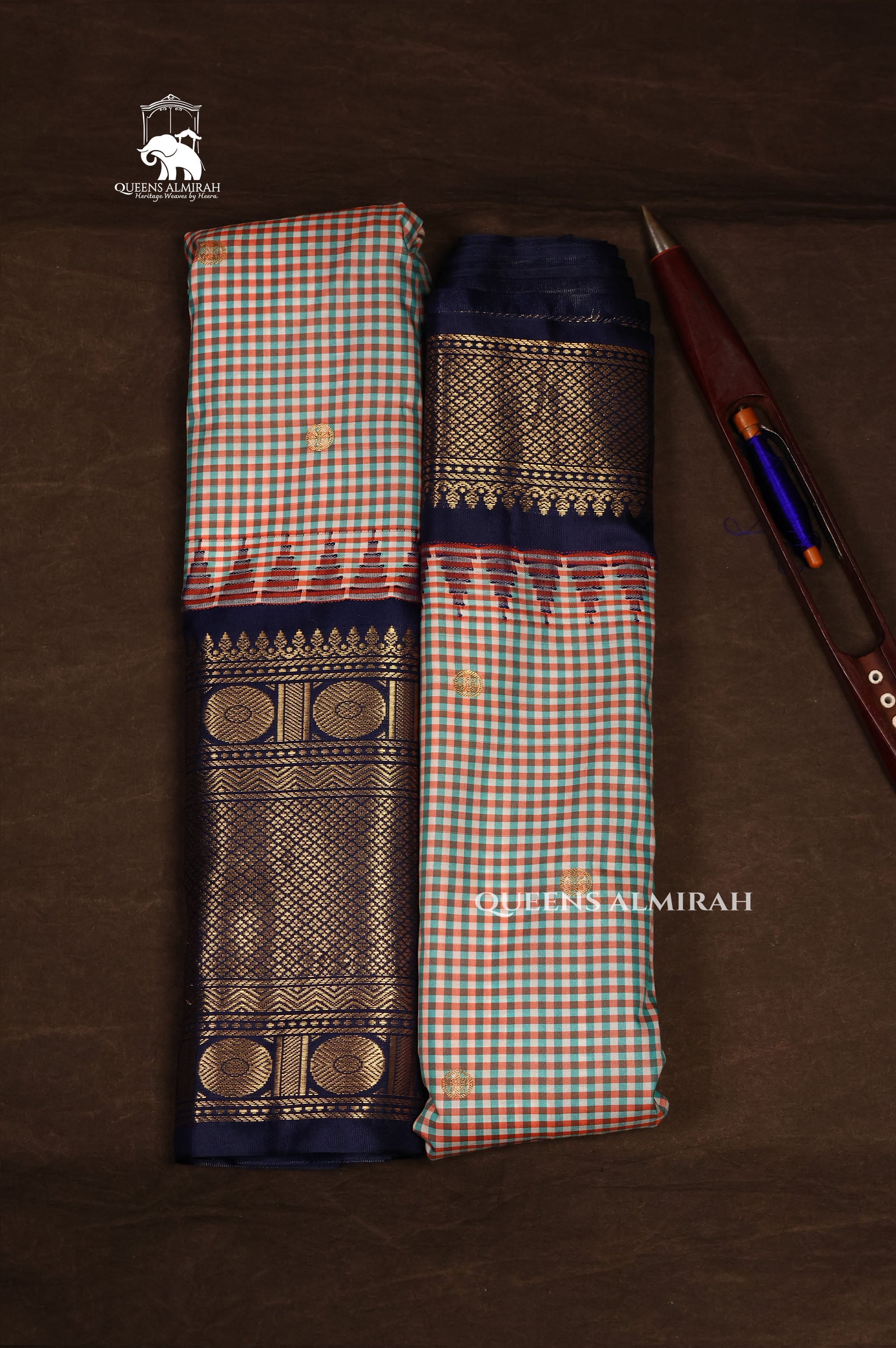 Blue Kattam With Navy Blue Semi Gadwal Silk Saree