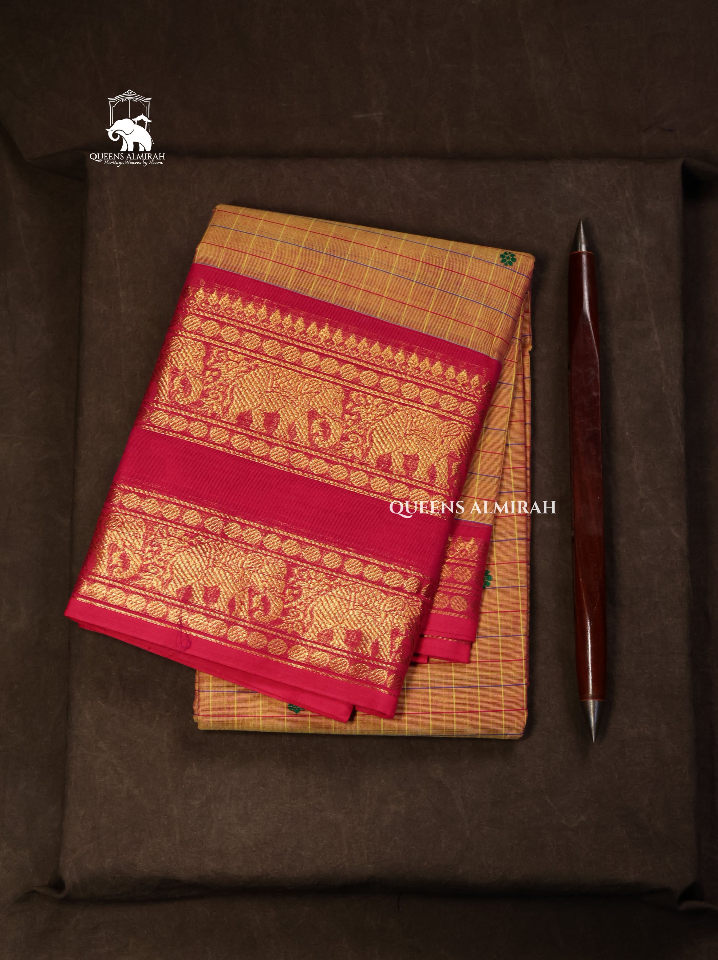 Yellow With Red Kanchi Cotton Saree