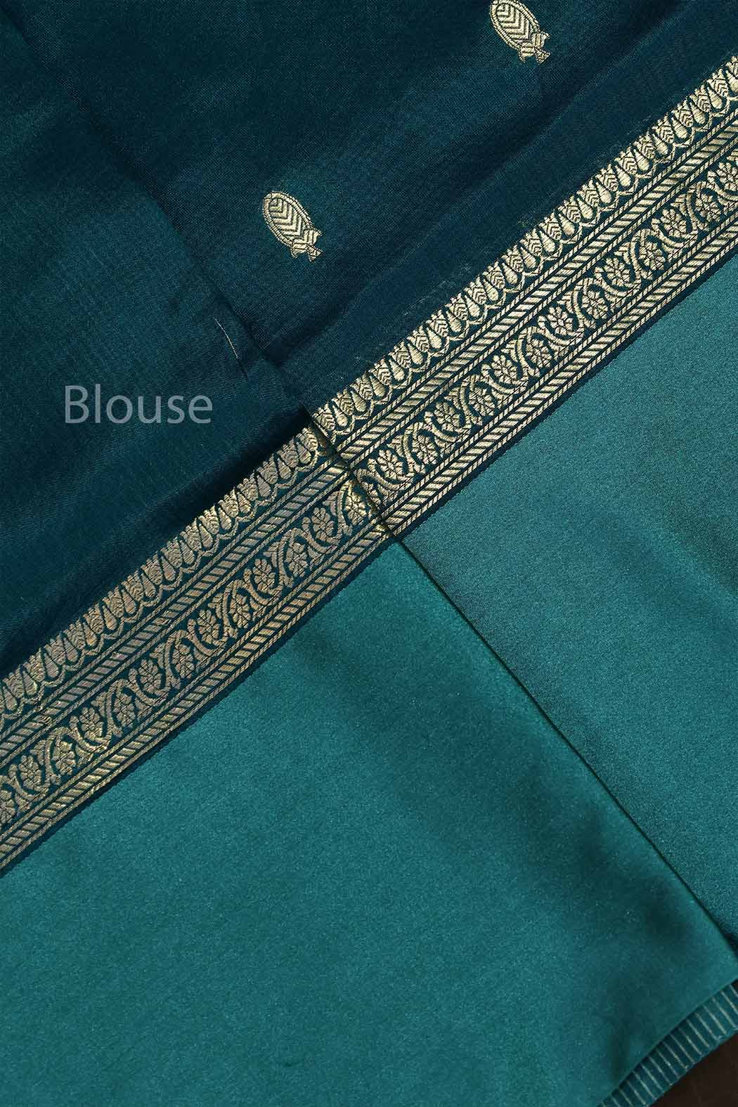 Dark Green Pure Banarasi Soft Silk Saree