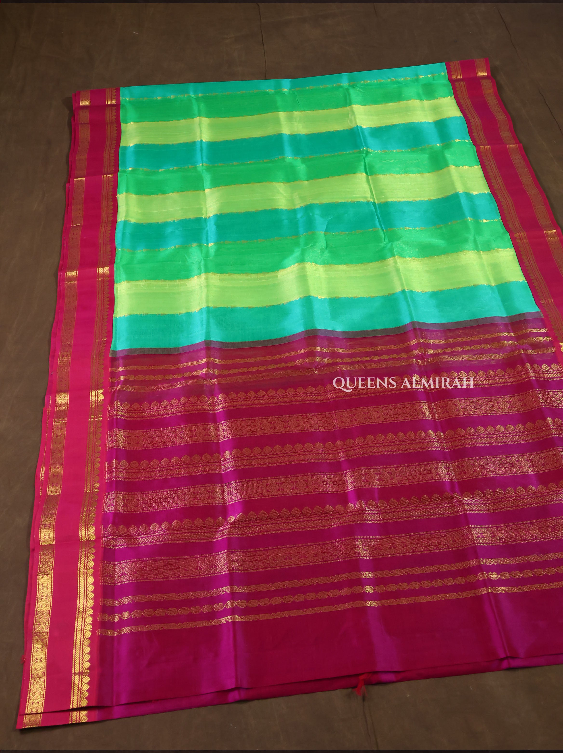 Multicolor With Purple Gap Border Pure Silk Cotton Saree
