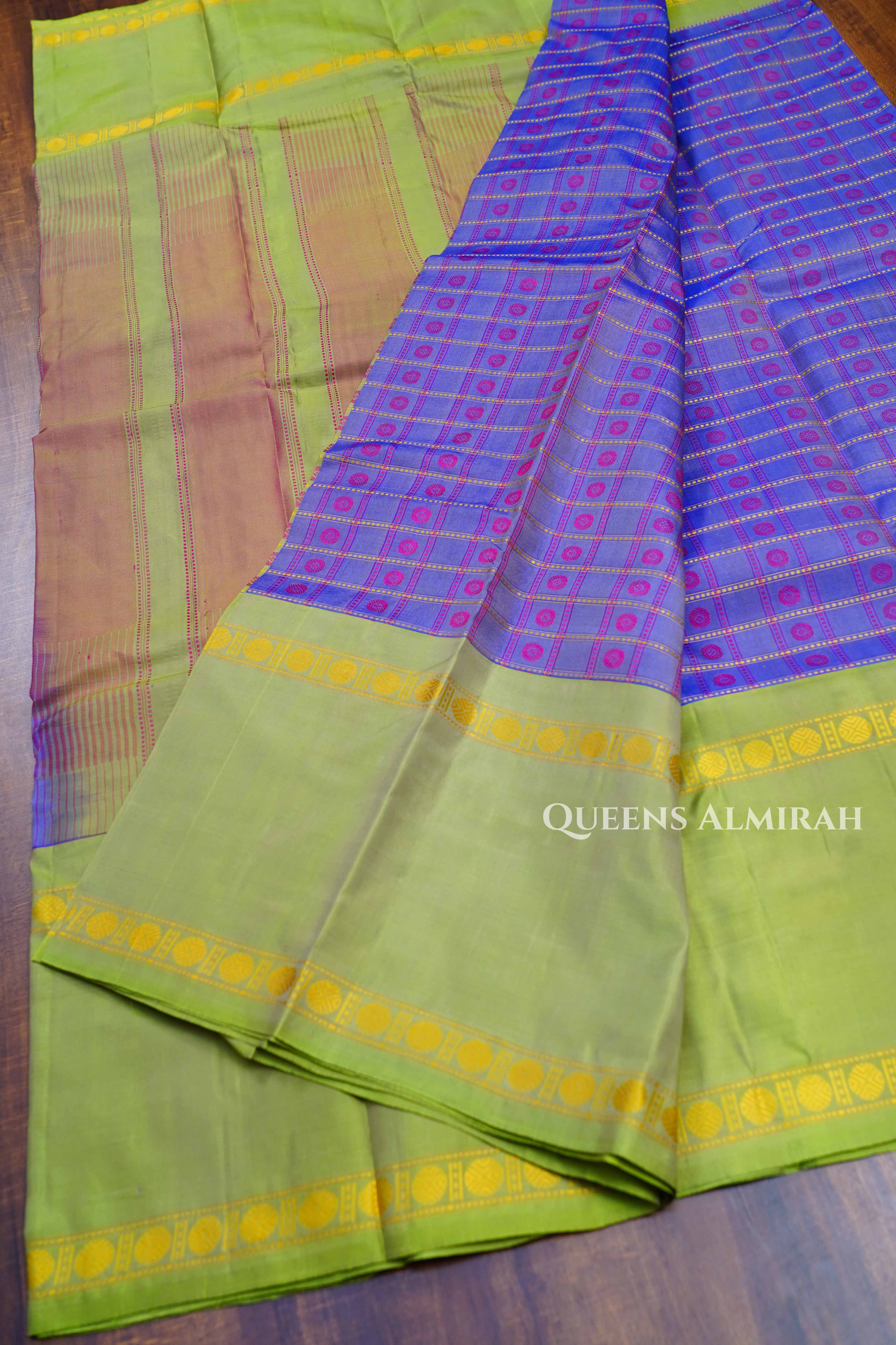 Lavender Purple With Green Pure Kanchivaram Silk Saree