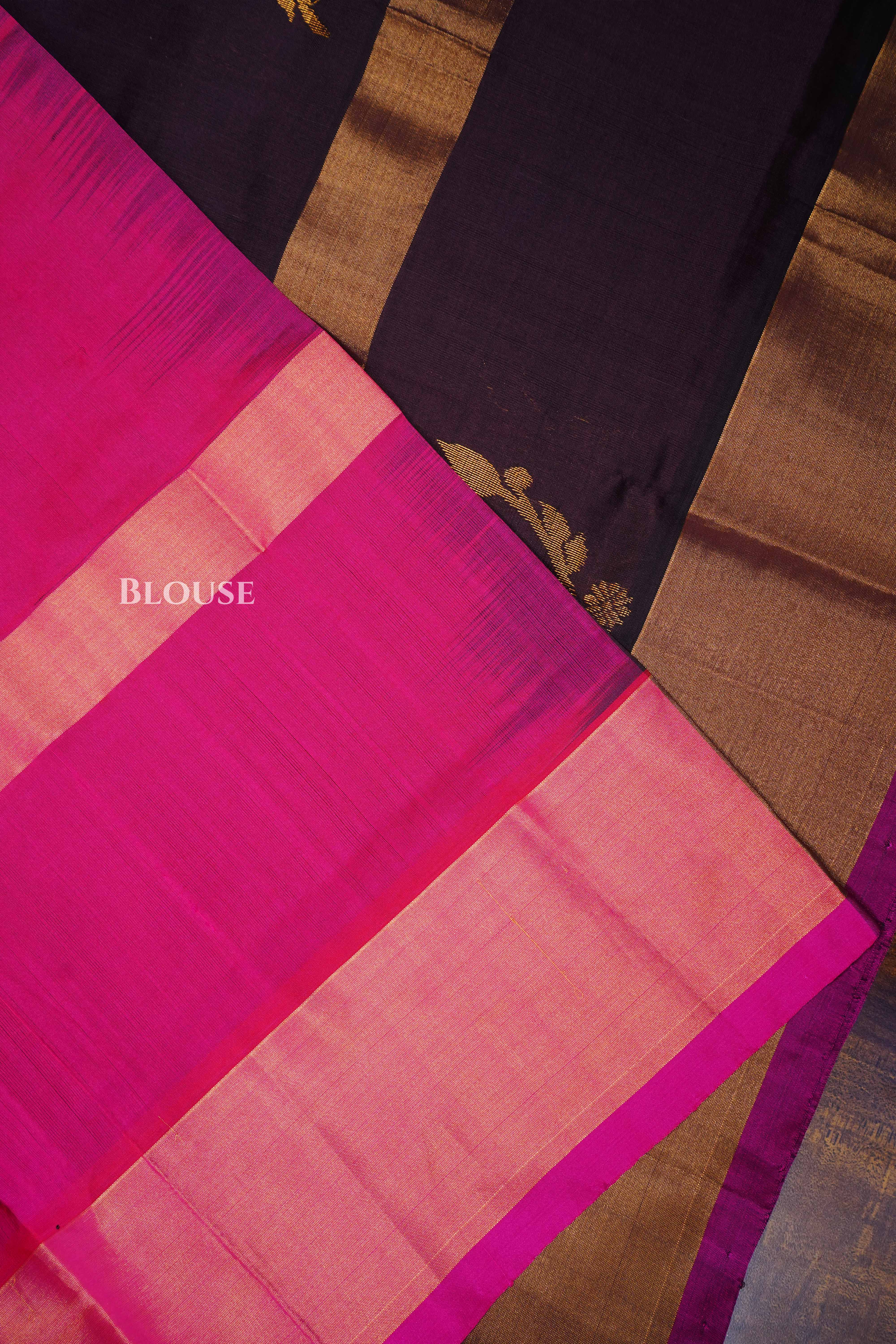 Cocoa Bean With Pink Budget Silk Cotton Saree