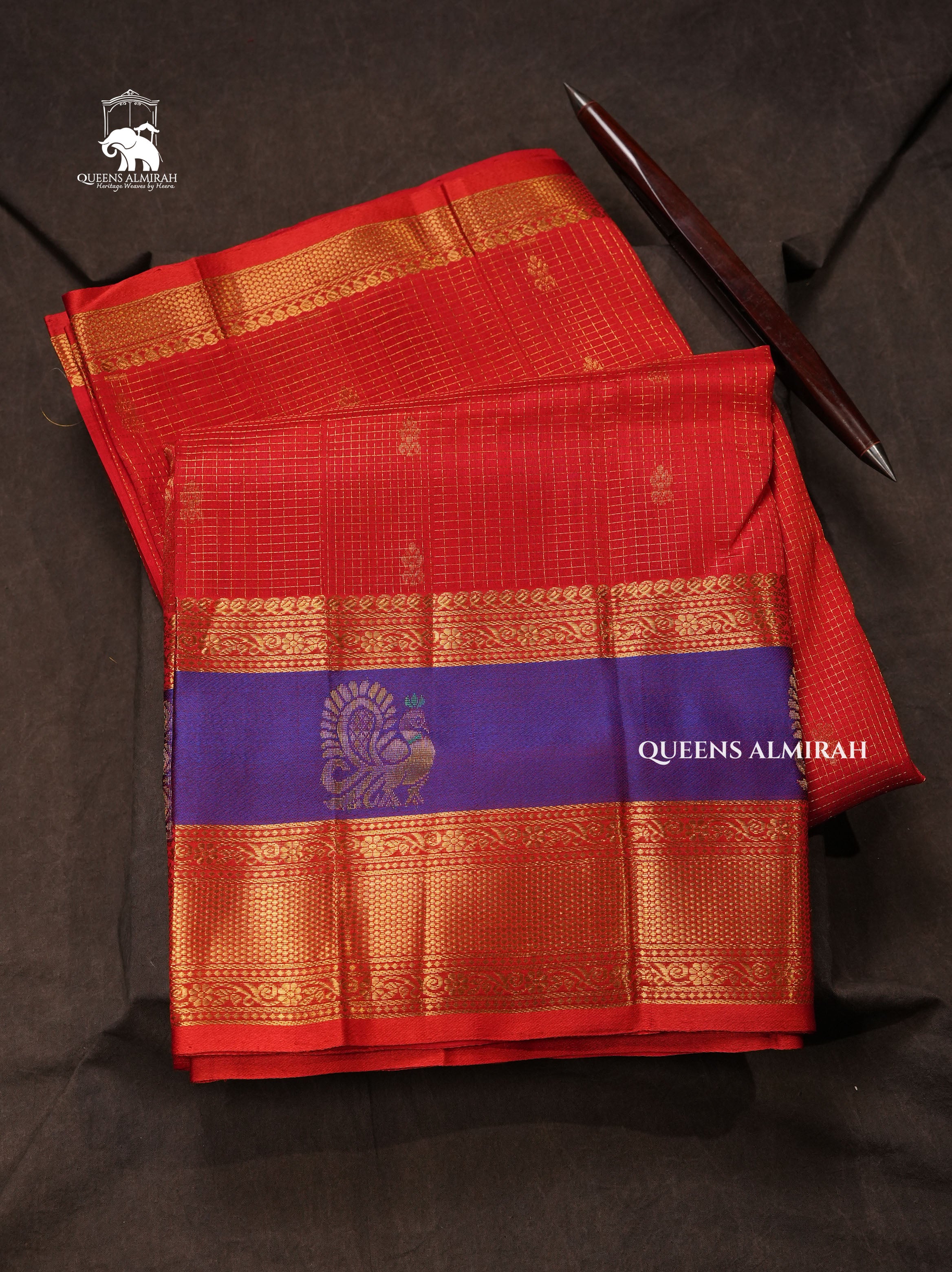 Red With Purple Pure Silk Cotton Saree