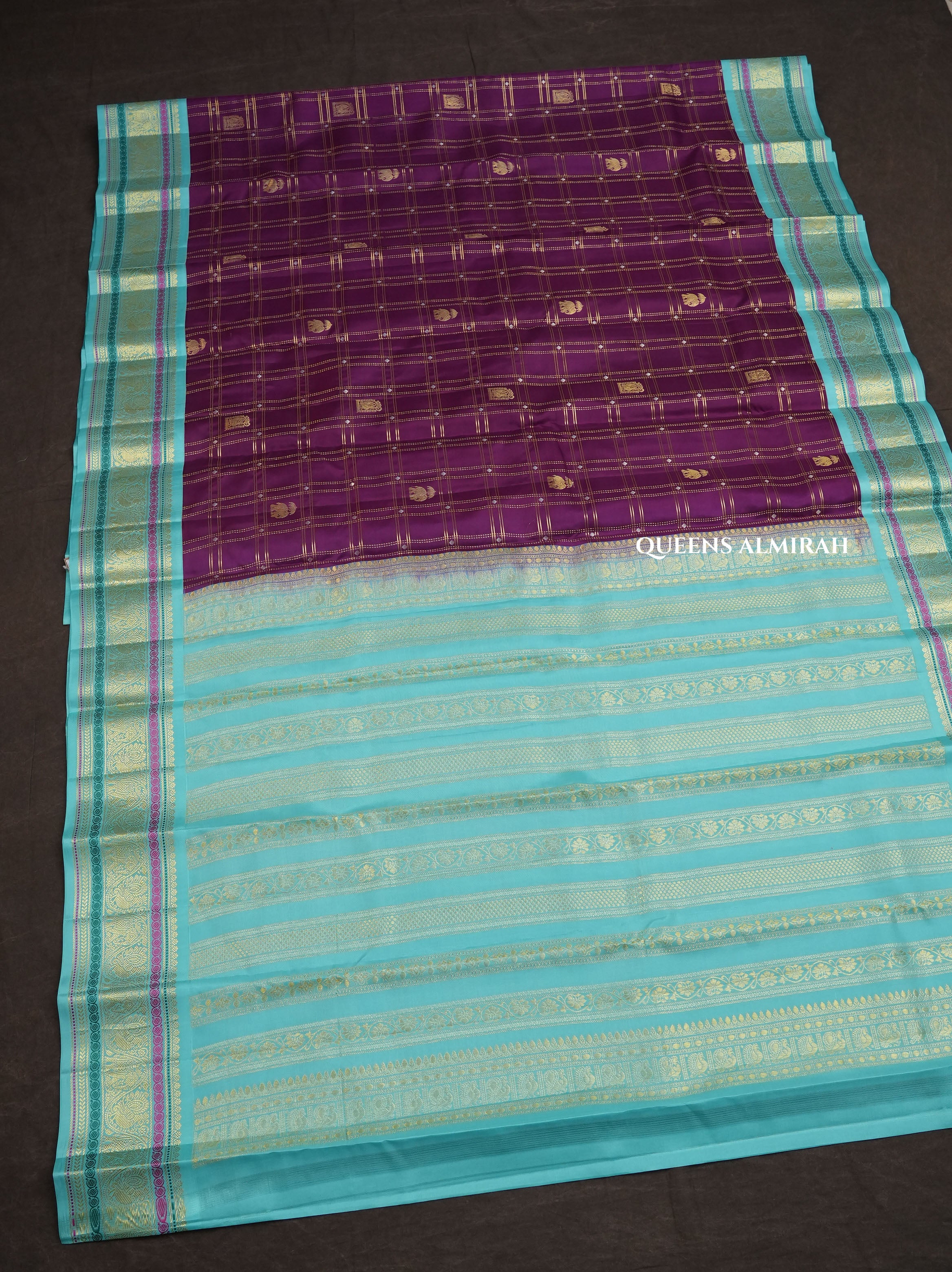 Grape Purple With Blue Pure Kanchivaram Silk Saree