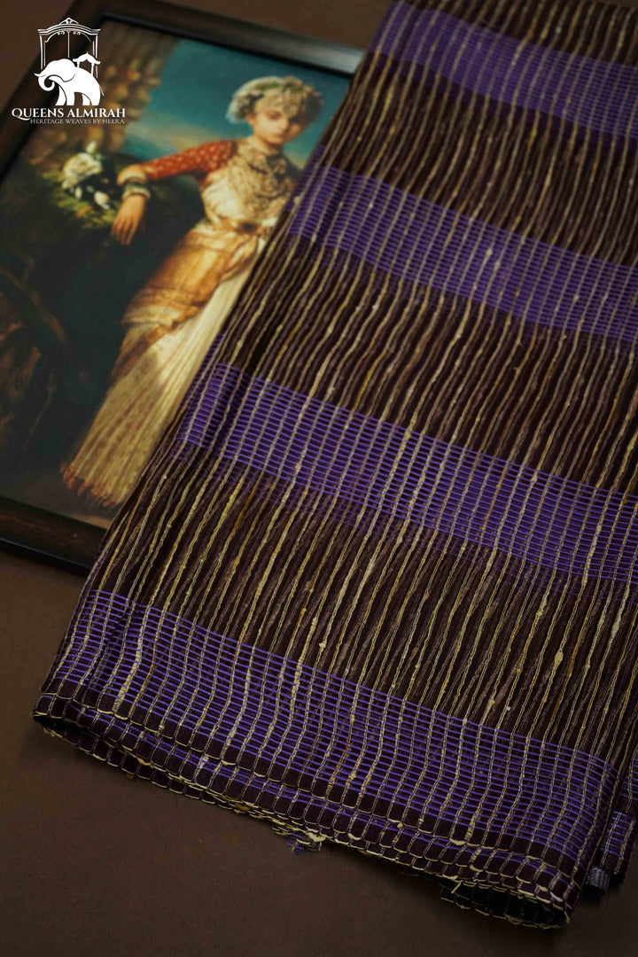 MUTED PURPLE GHICHA ORAGANZA SAREE - Queens Jewel Emporium