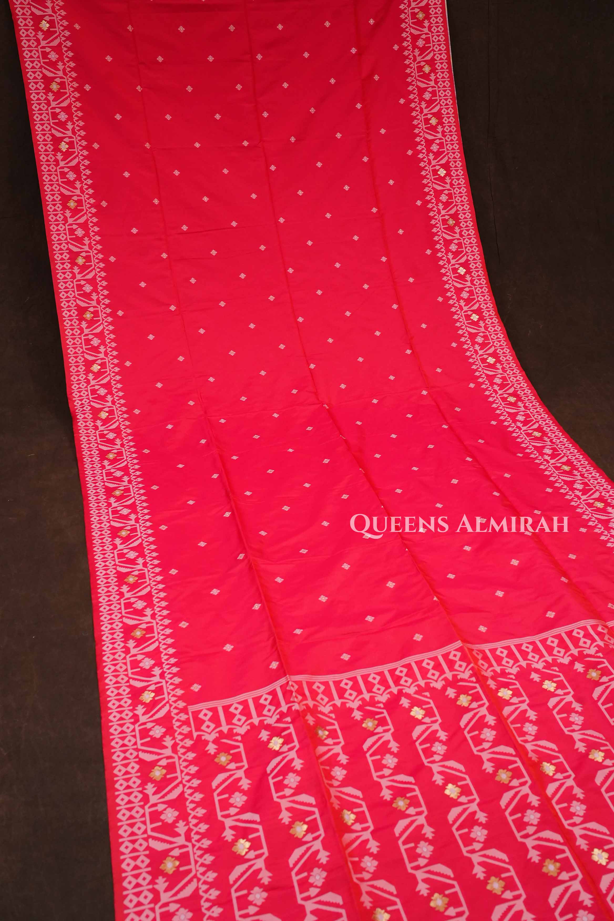 Red Jamdani Butter Silk Saree