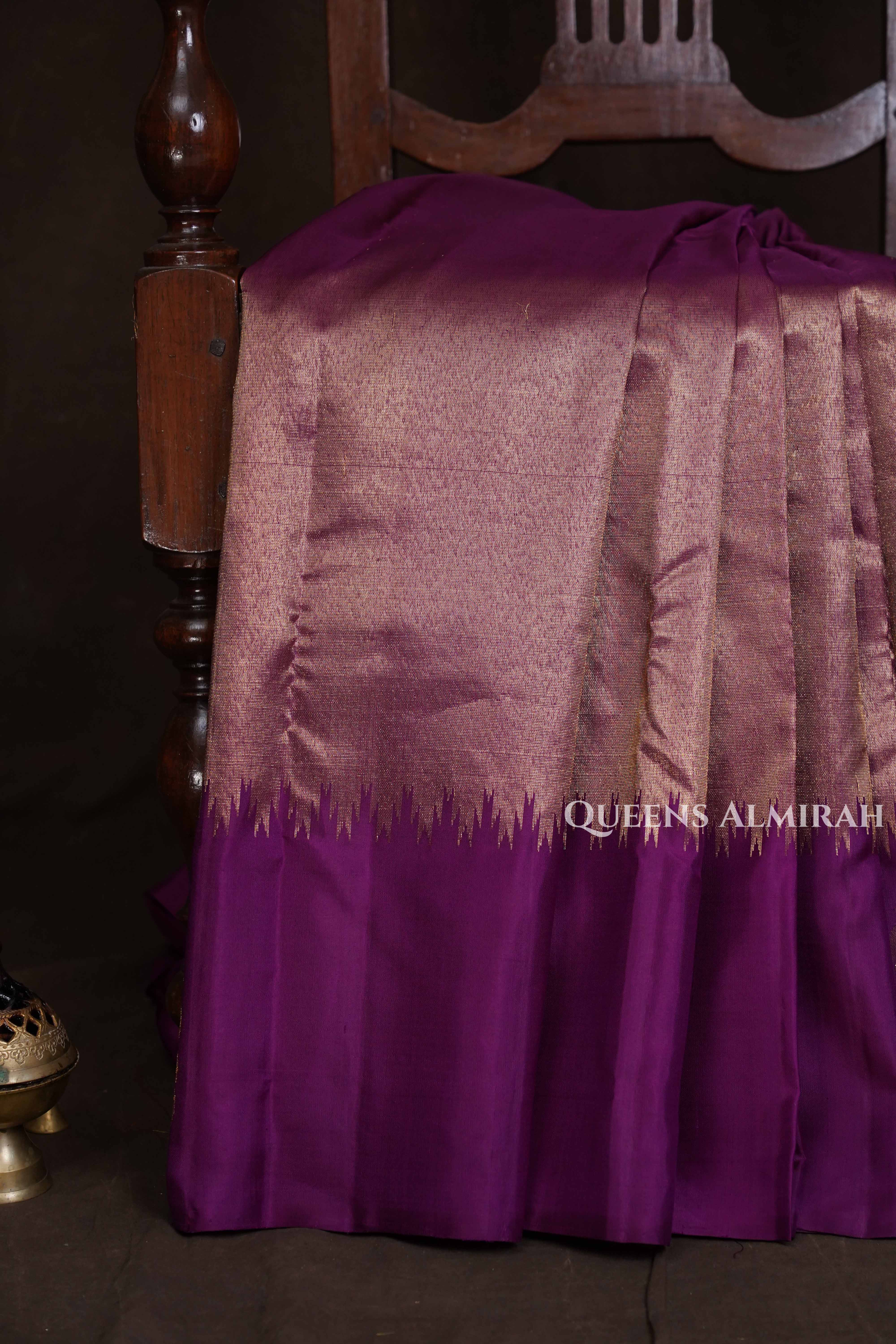 Deep Wine Tissue Pure Kanchivarm Silk Saree