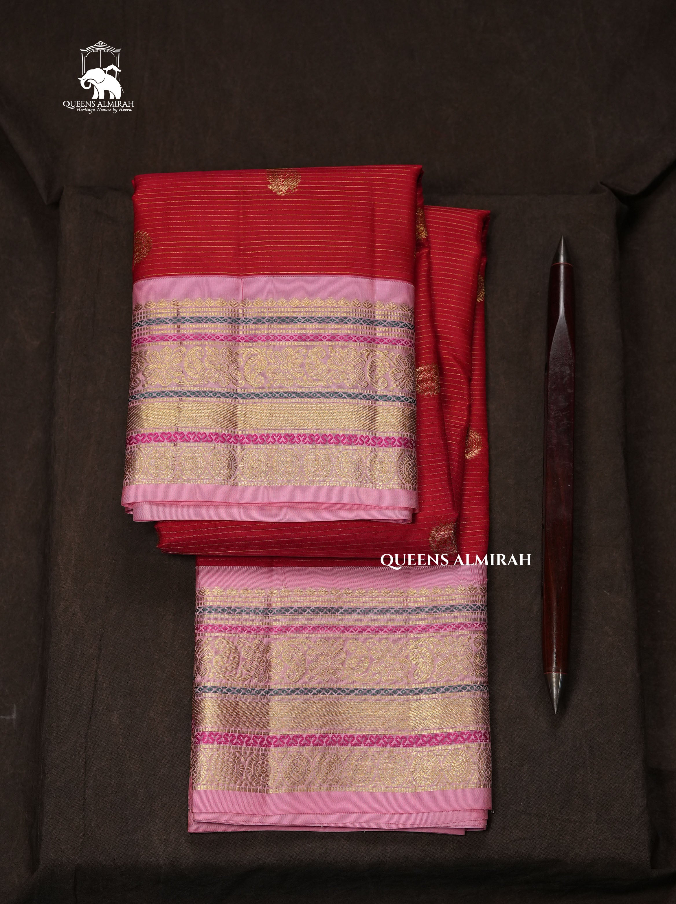 Chilly Red With Rose Milk Pink Pure Kanchivaram Silk Saree
