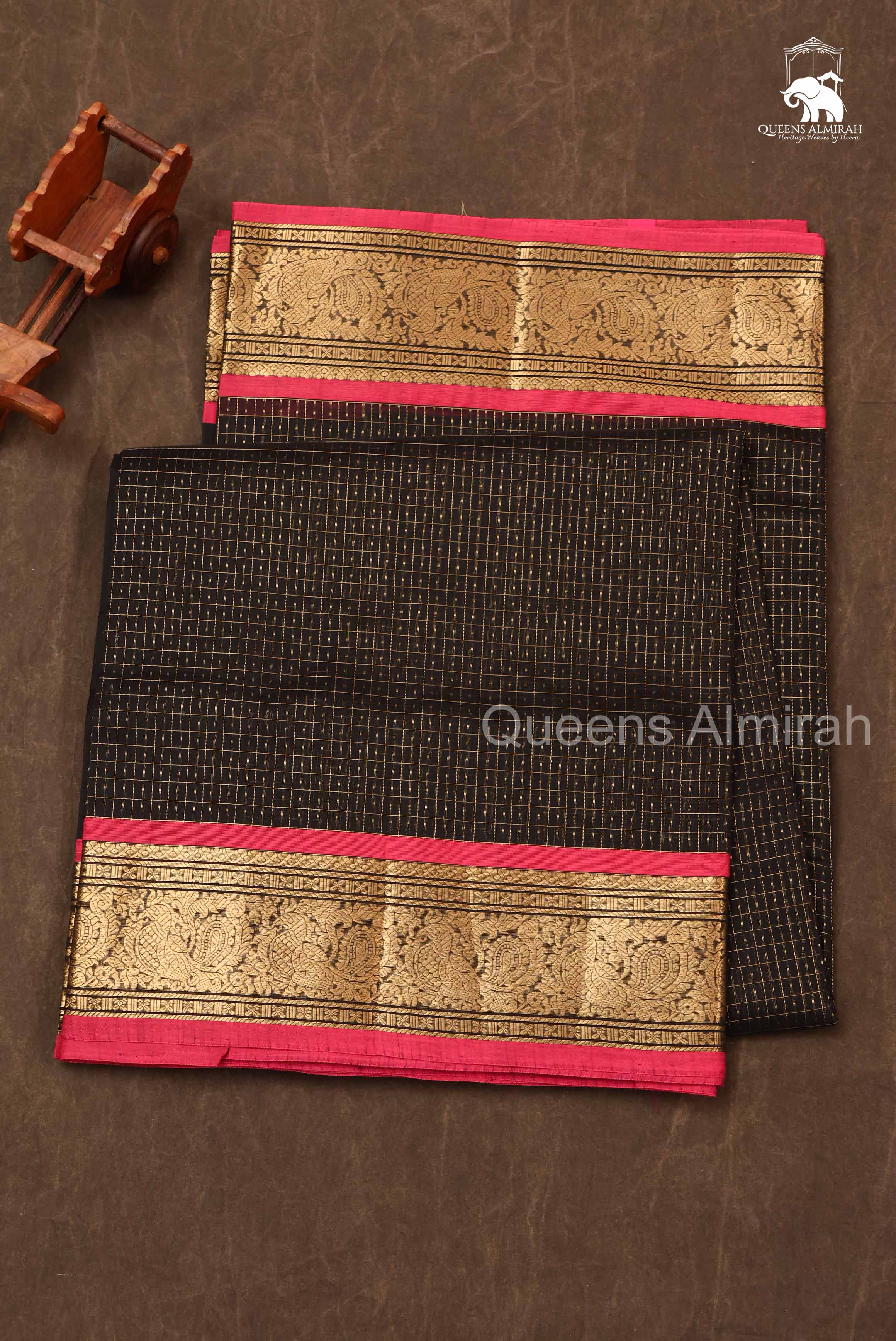 Black Lakshadeepam Chettinad Silk Cotton Saree