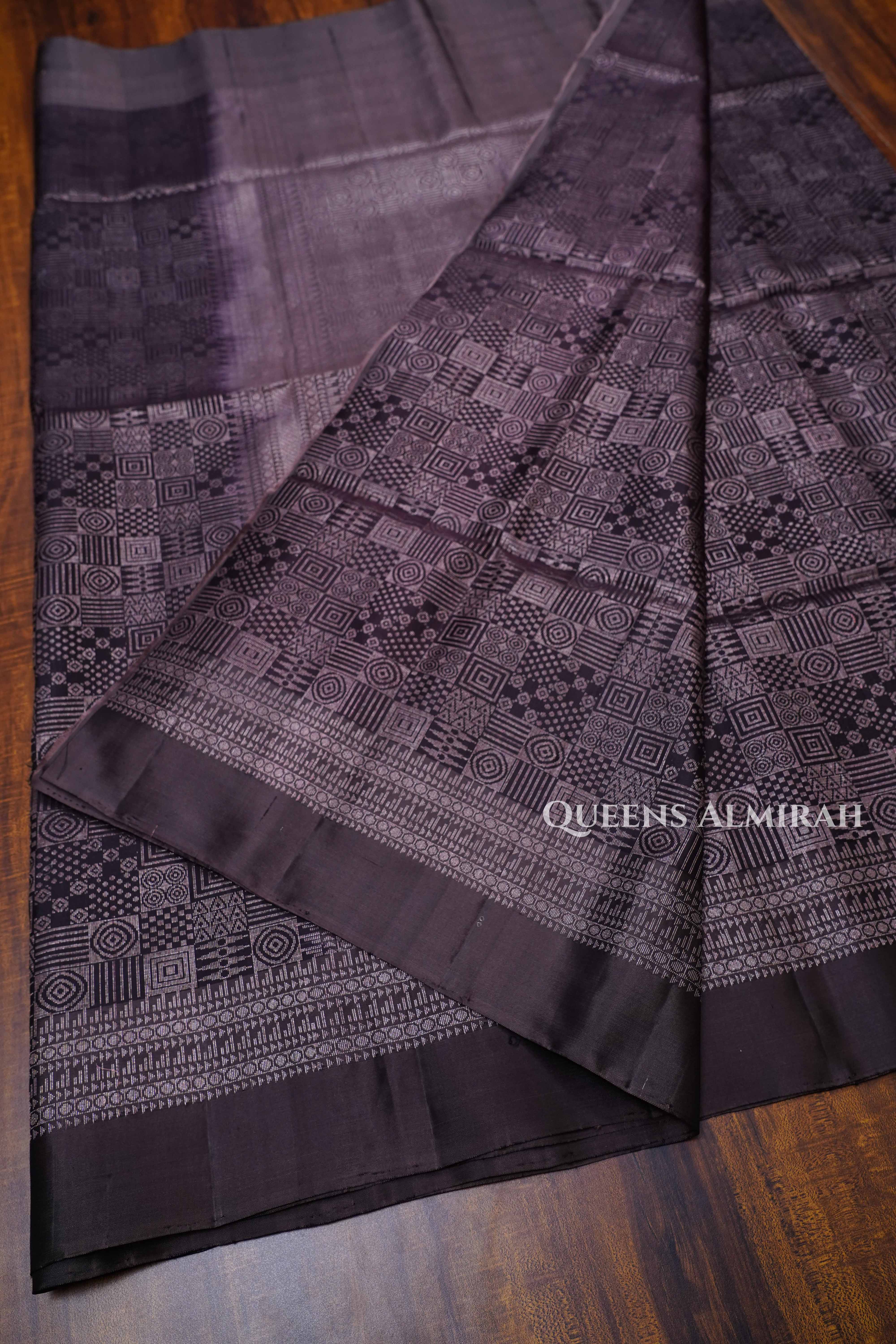 Copper Black Pure Soft Silk Saree