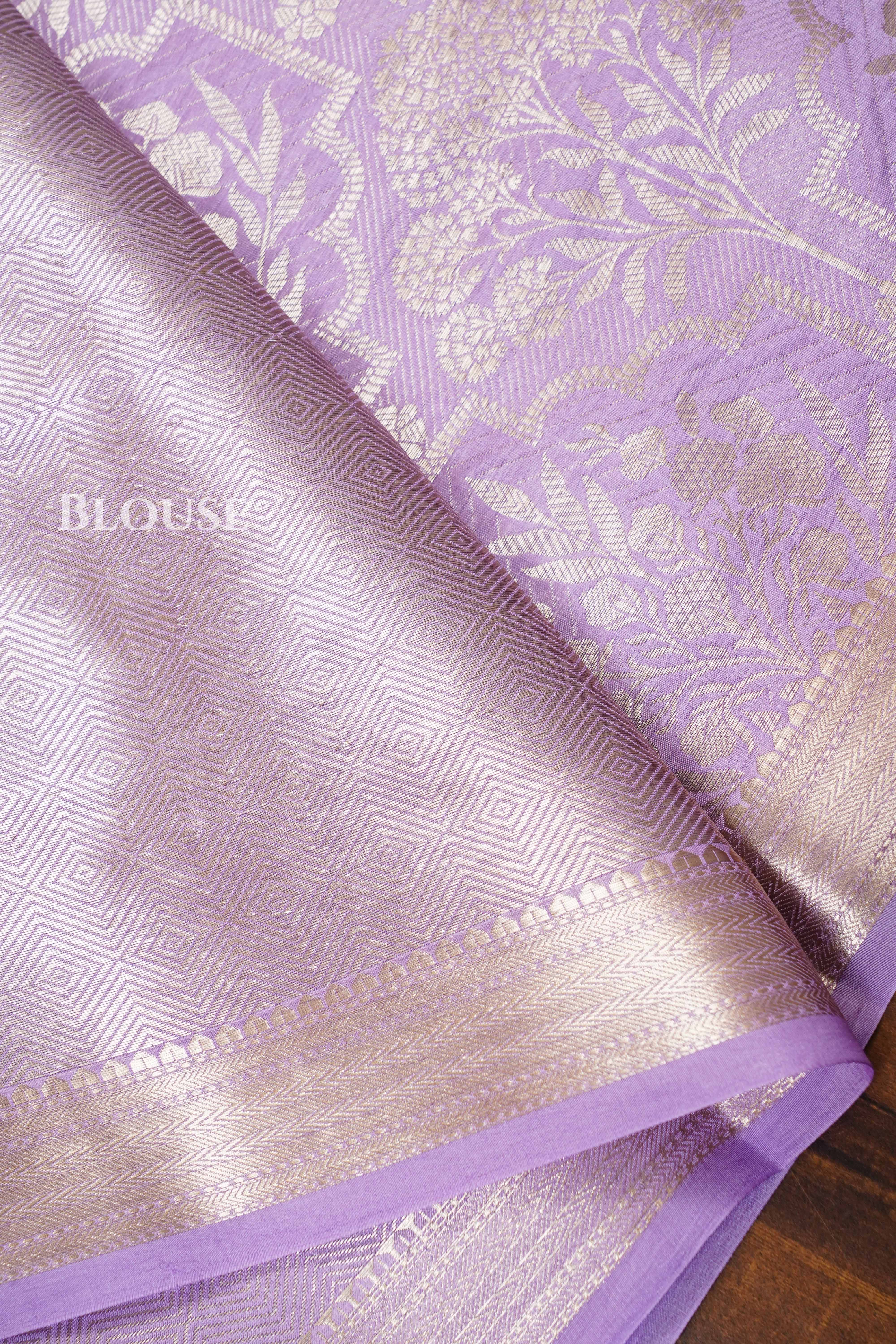 Lilac Purple Banarasi Silk Saree