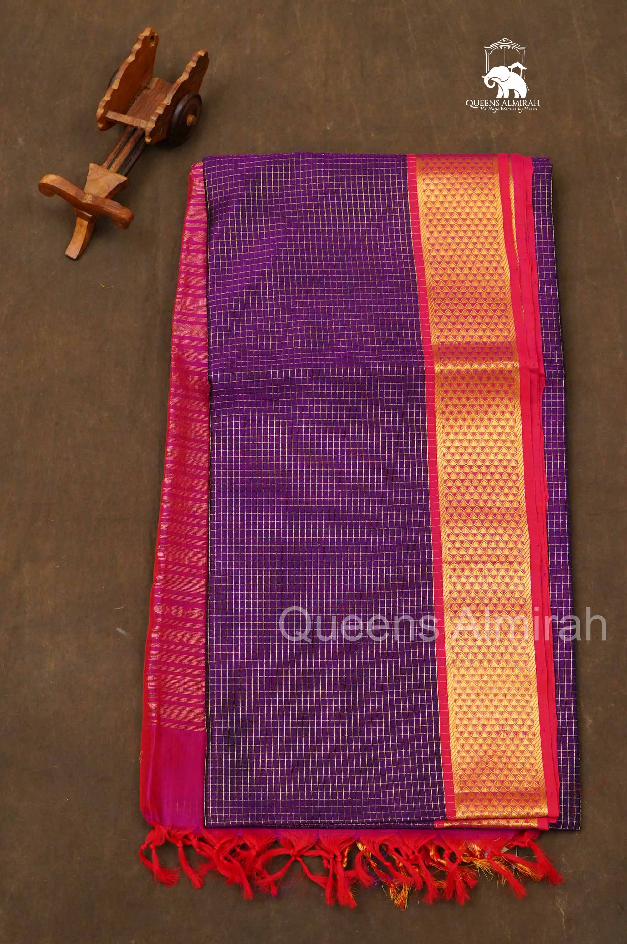 Purple With Pink Pure Silk Cotton Saree