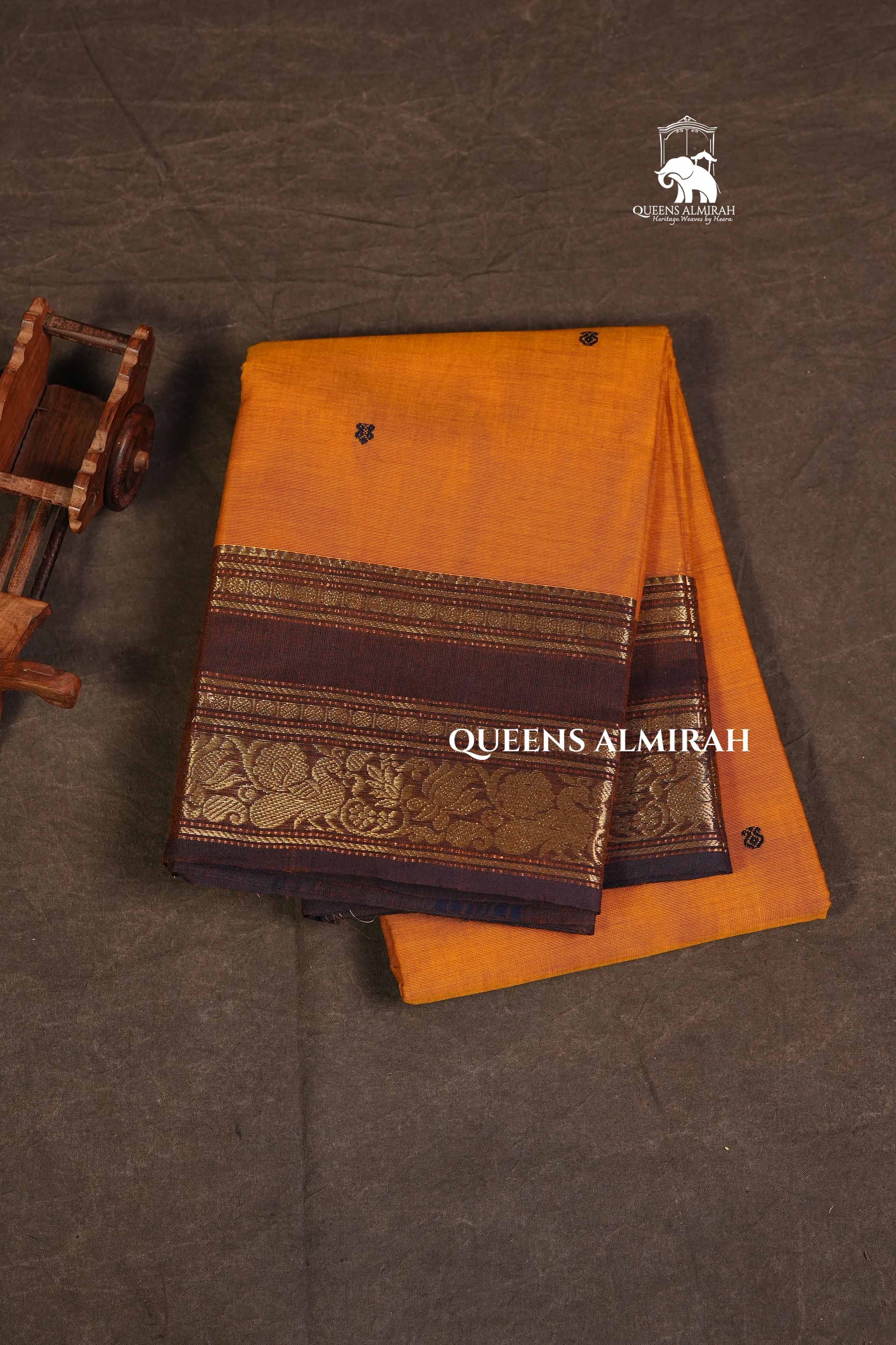 Yellow With Brown Kanchi Cotton Saree