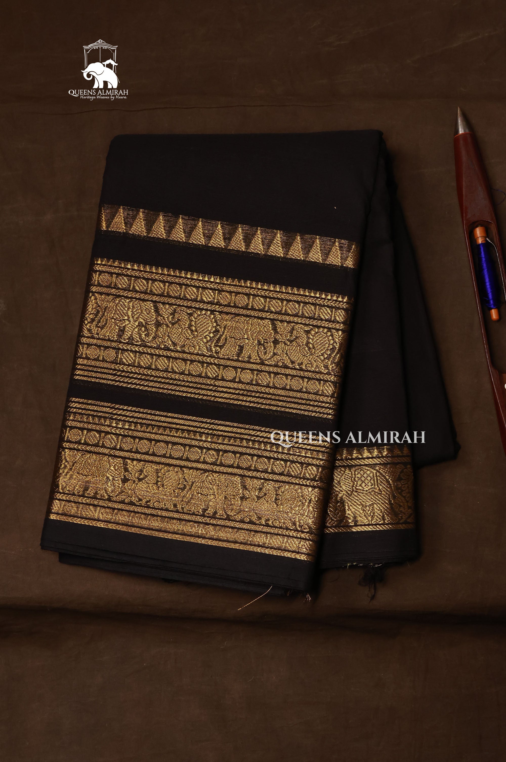 Black Kanchi Cotton Saree