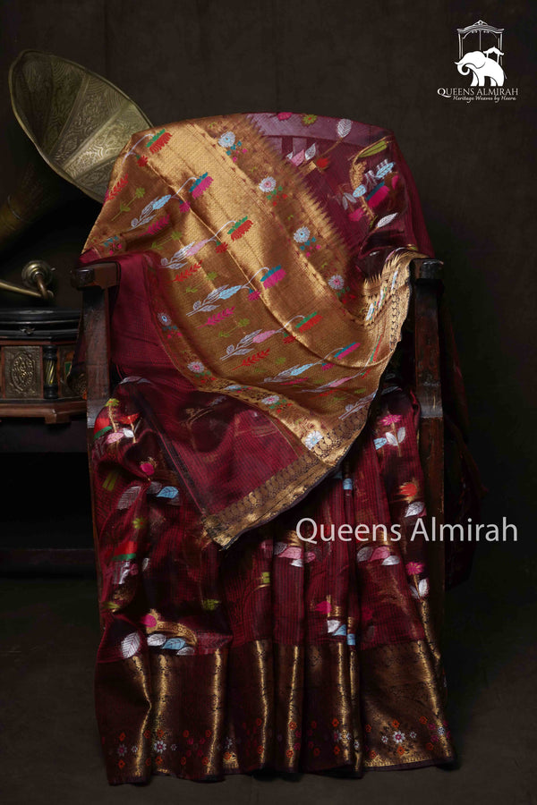 BURNT UMBER PURE KOTA SILK SAREE