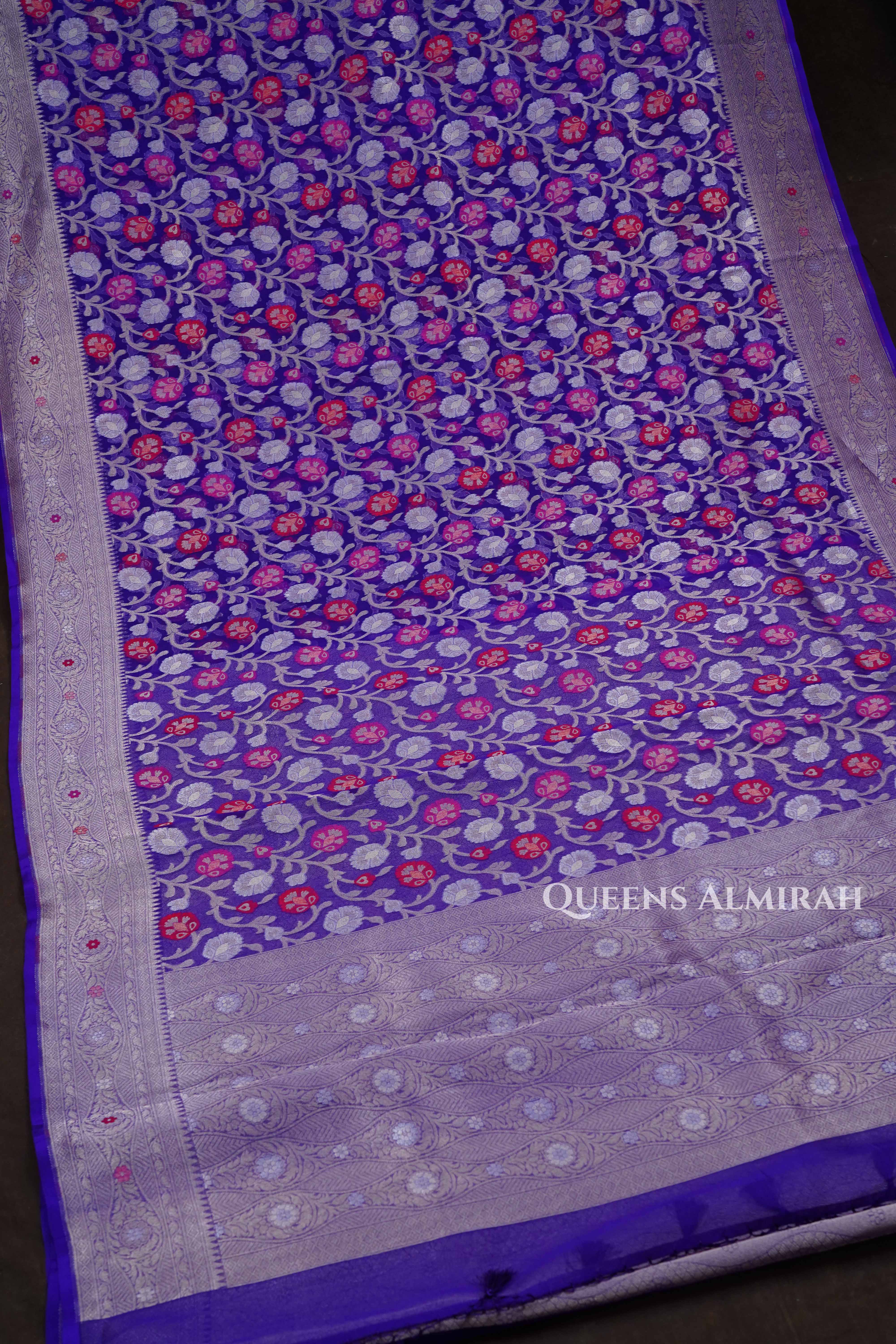Purple Banarasi Organza Silk Saree