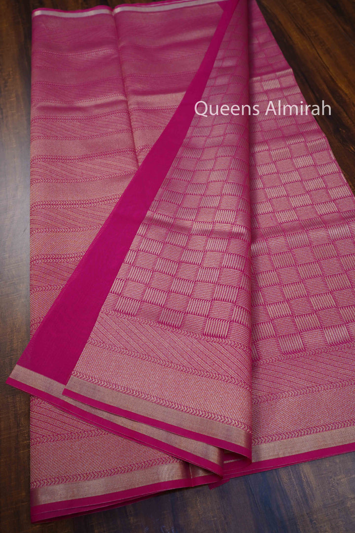 MAGENTA PURE SILK COTTON SAREE - Queens Jewel Emporium