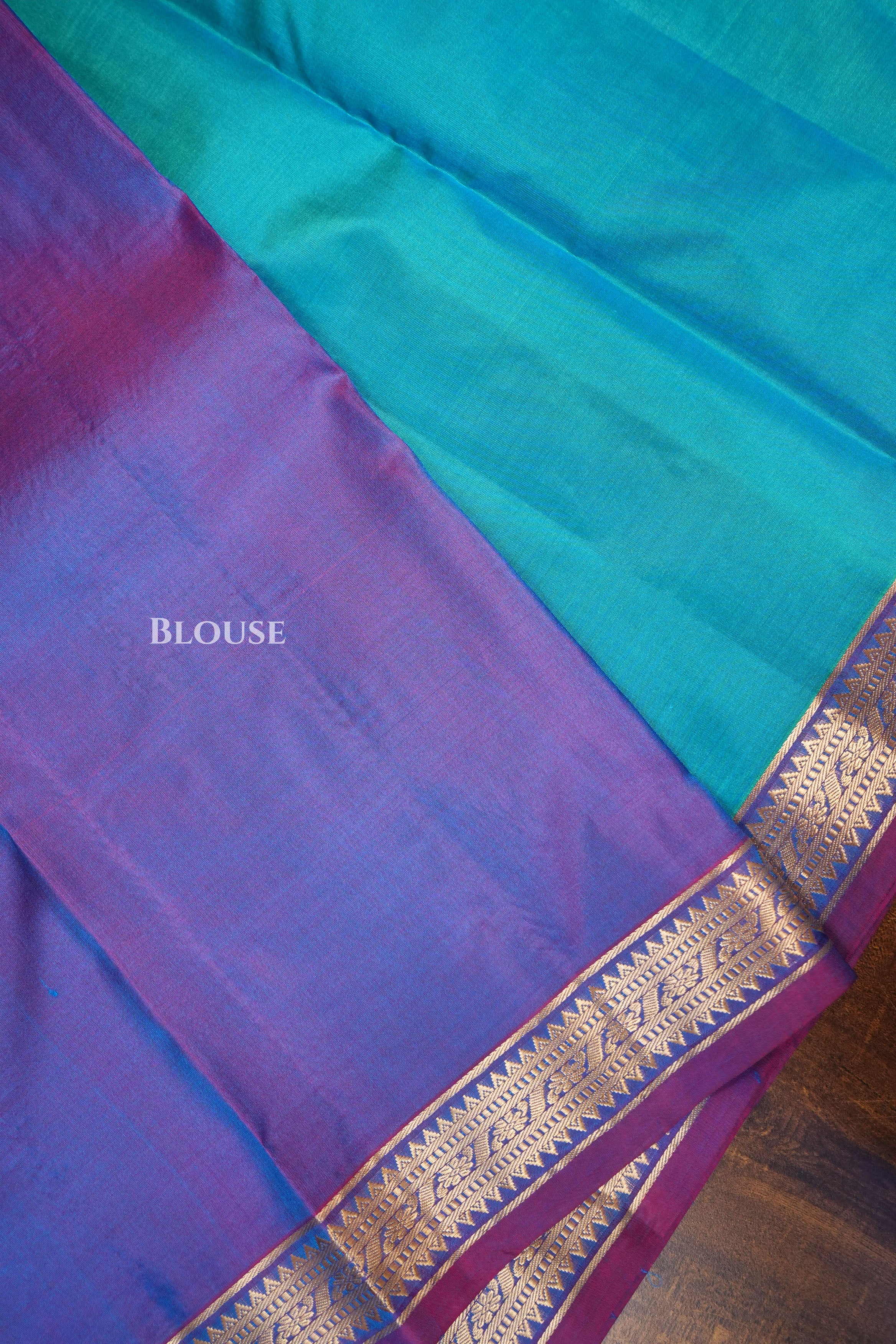 Sky Blue With Purple Pure Kanchivaram Silk Saree