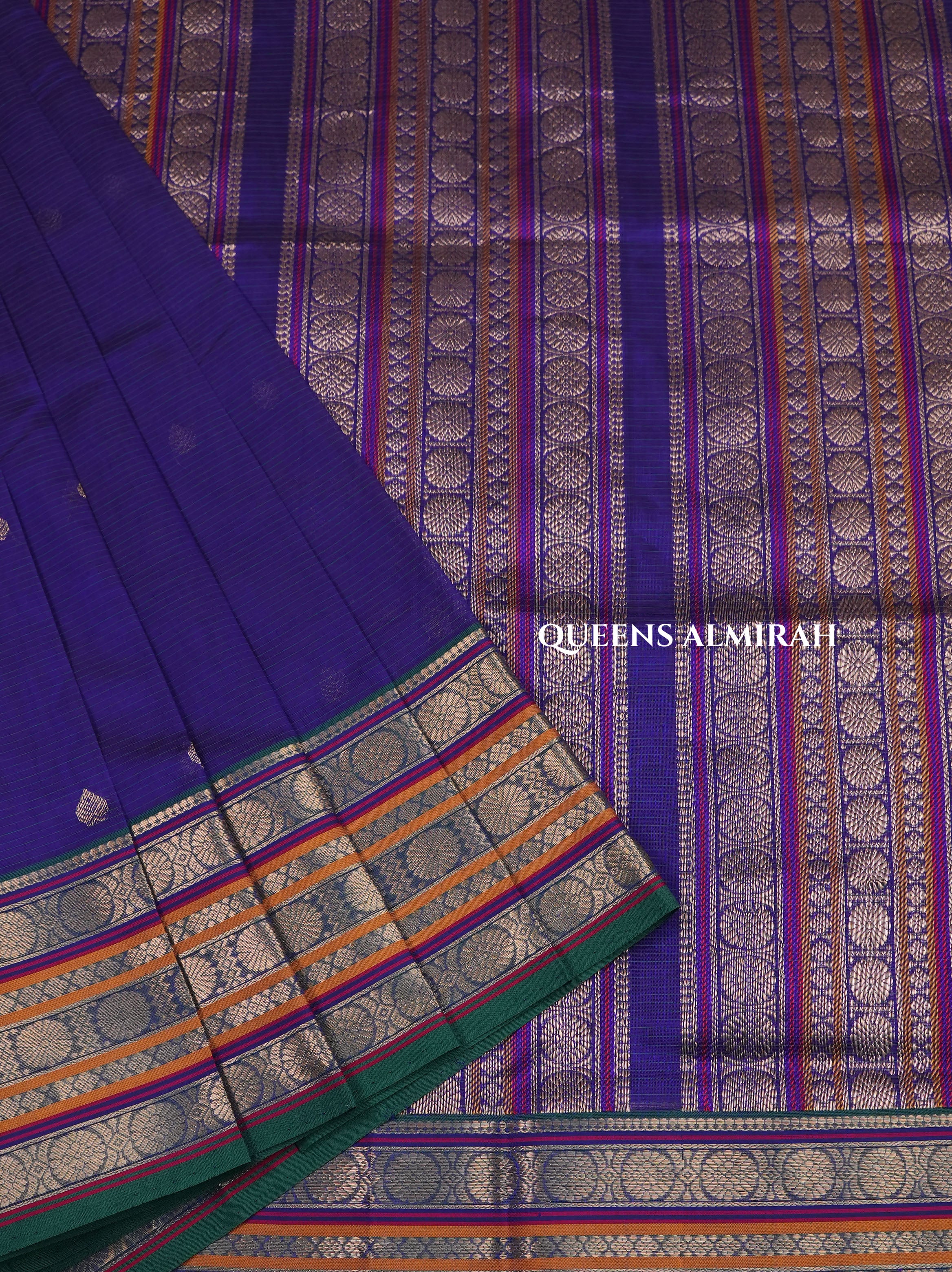 Navy Blue Chettinad Silk Cotton Saree
