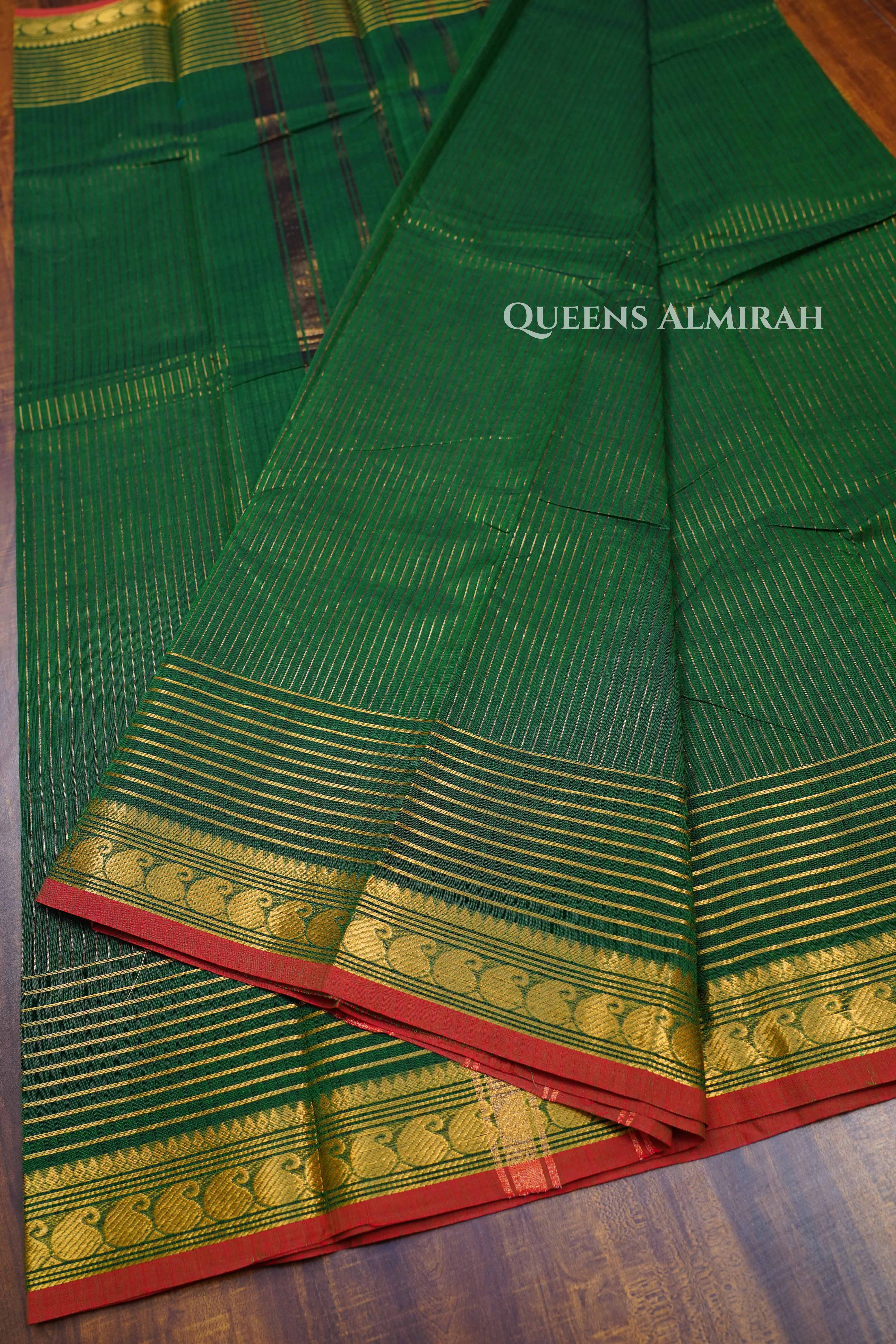Dark Green Kanchi Cotton Saree
