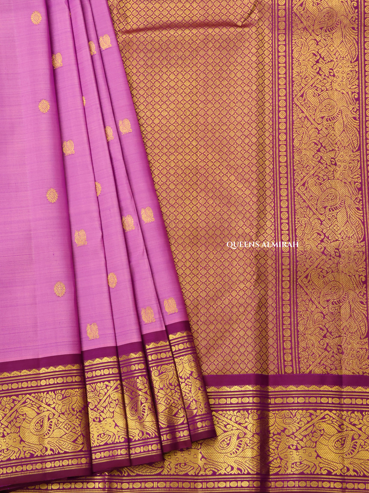 Pink With Purple Pure Kanchivaram Silk Saree