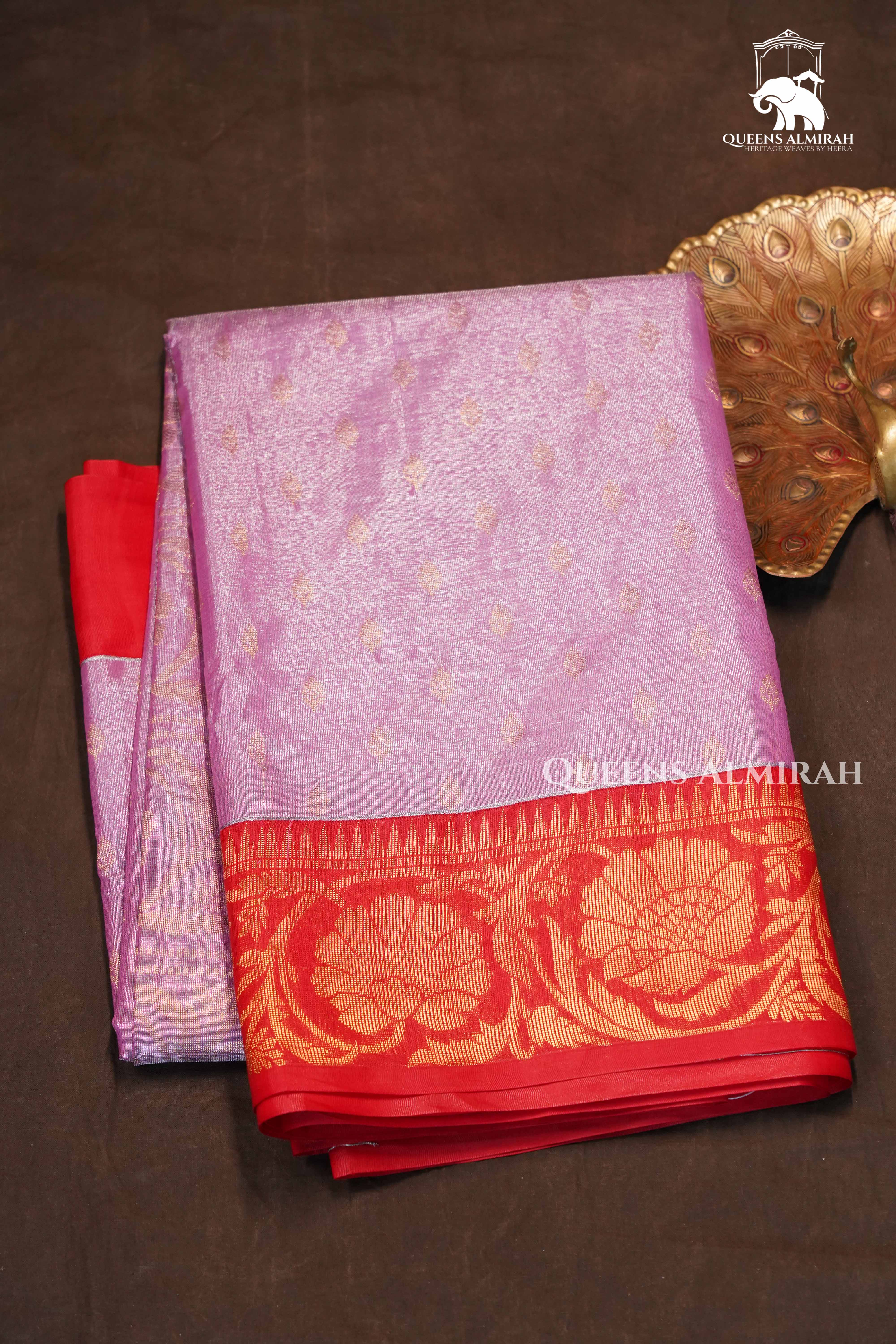 Lilly Pink With Red Tissue Silk Cotton Saree