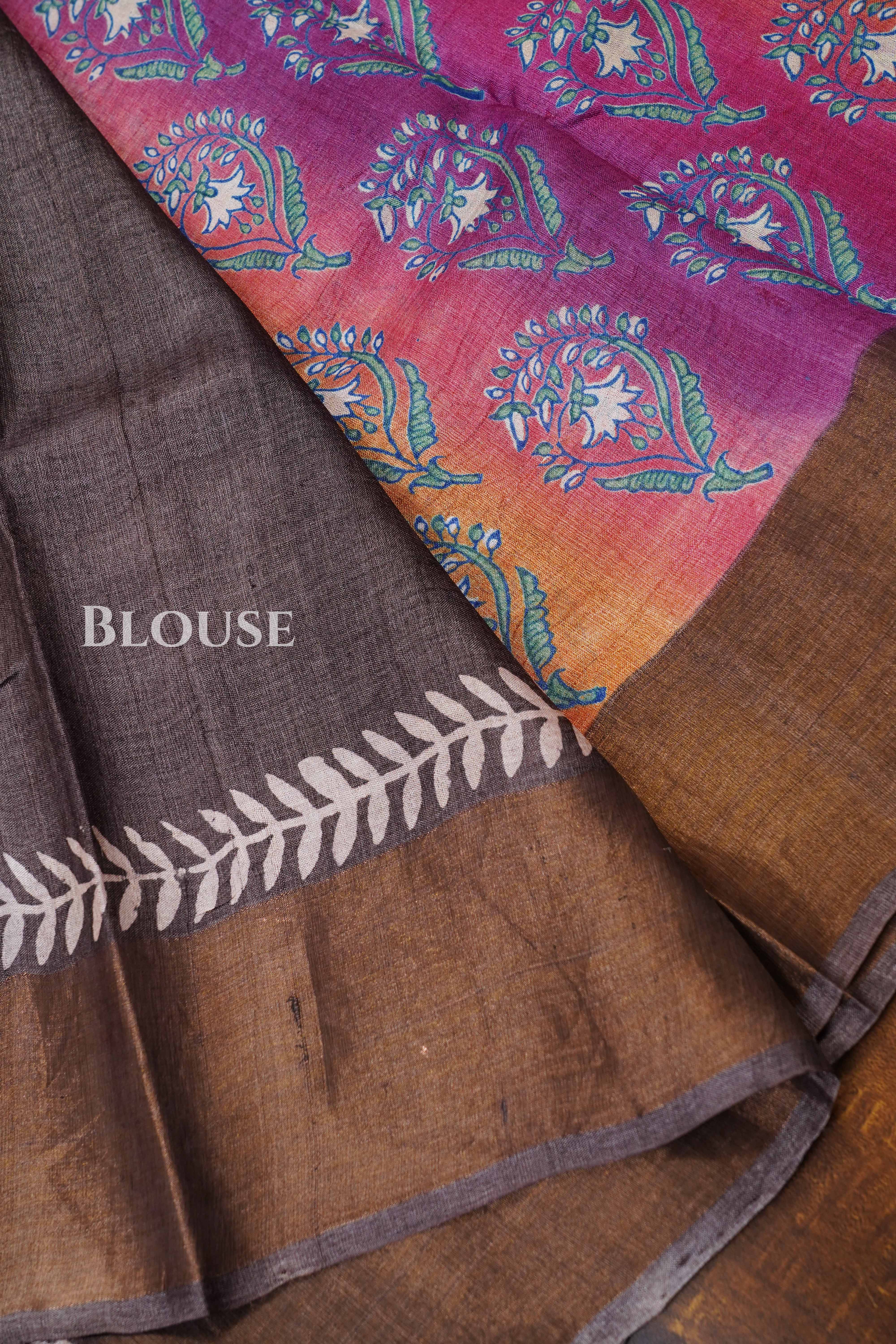 Multicolor Pure Tussar Silk Saree
