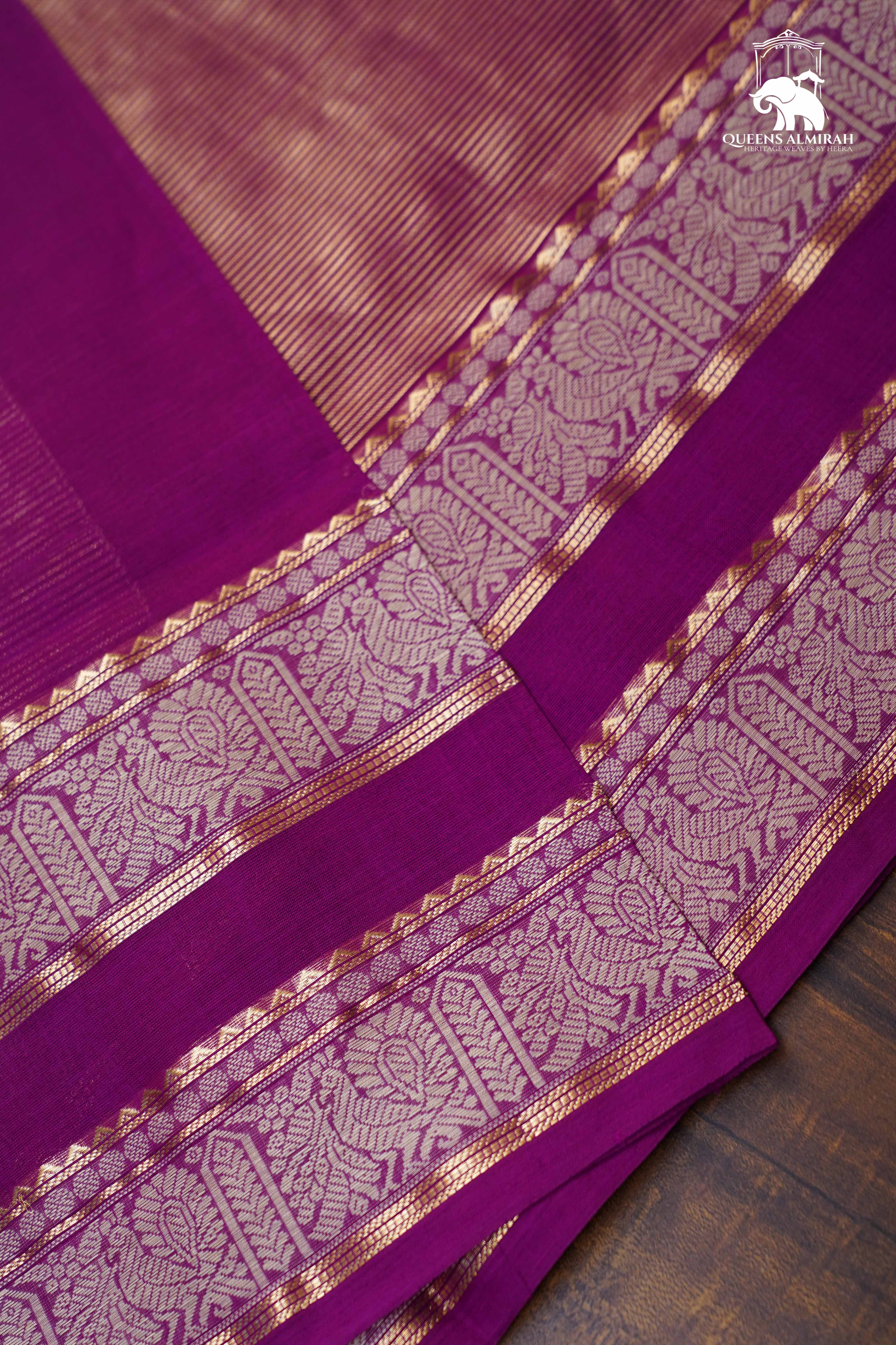 Dual Shade Of Purple -Royal Karaikudi Chettinad Tissue Silk Cotton Saree