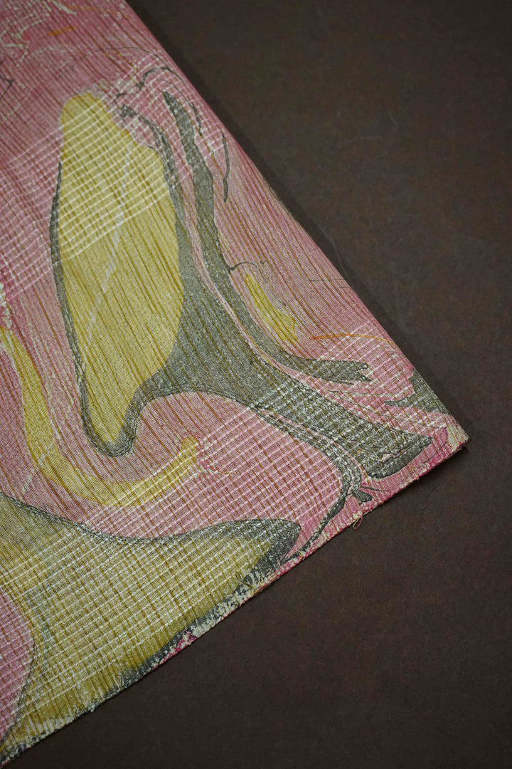 PINKISH BROWN  MARBLE PRINT GHICHA ORAGANZA SAREE - Queens Jewel Emporium