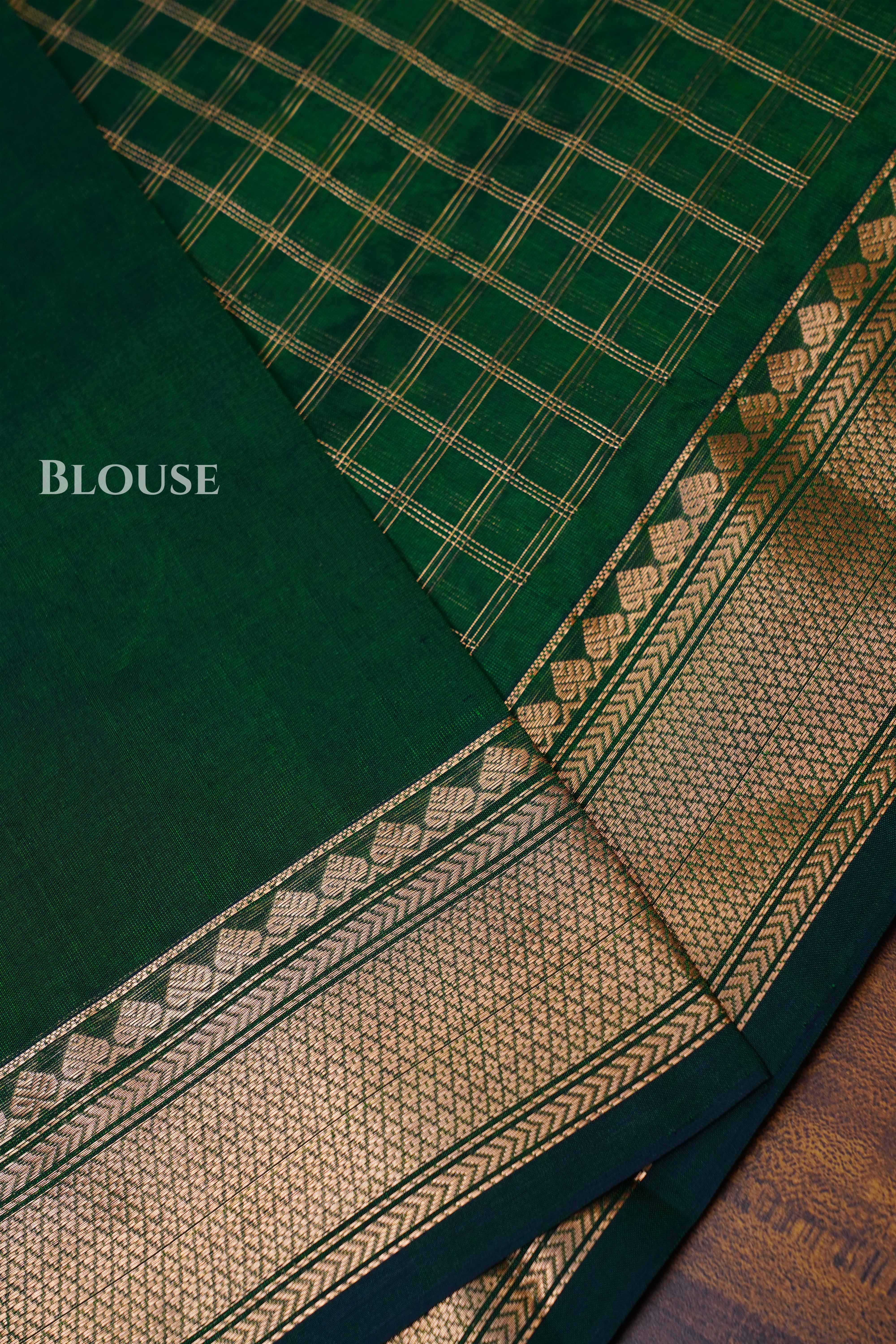 Dark Green Karaikudi Chettinad Silk Cotton