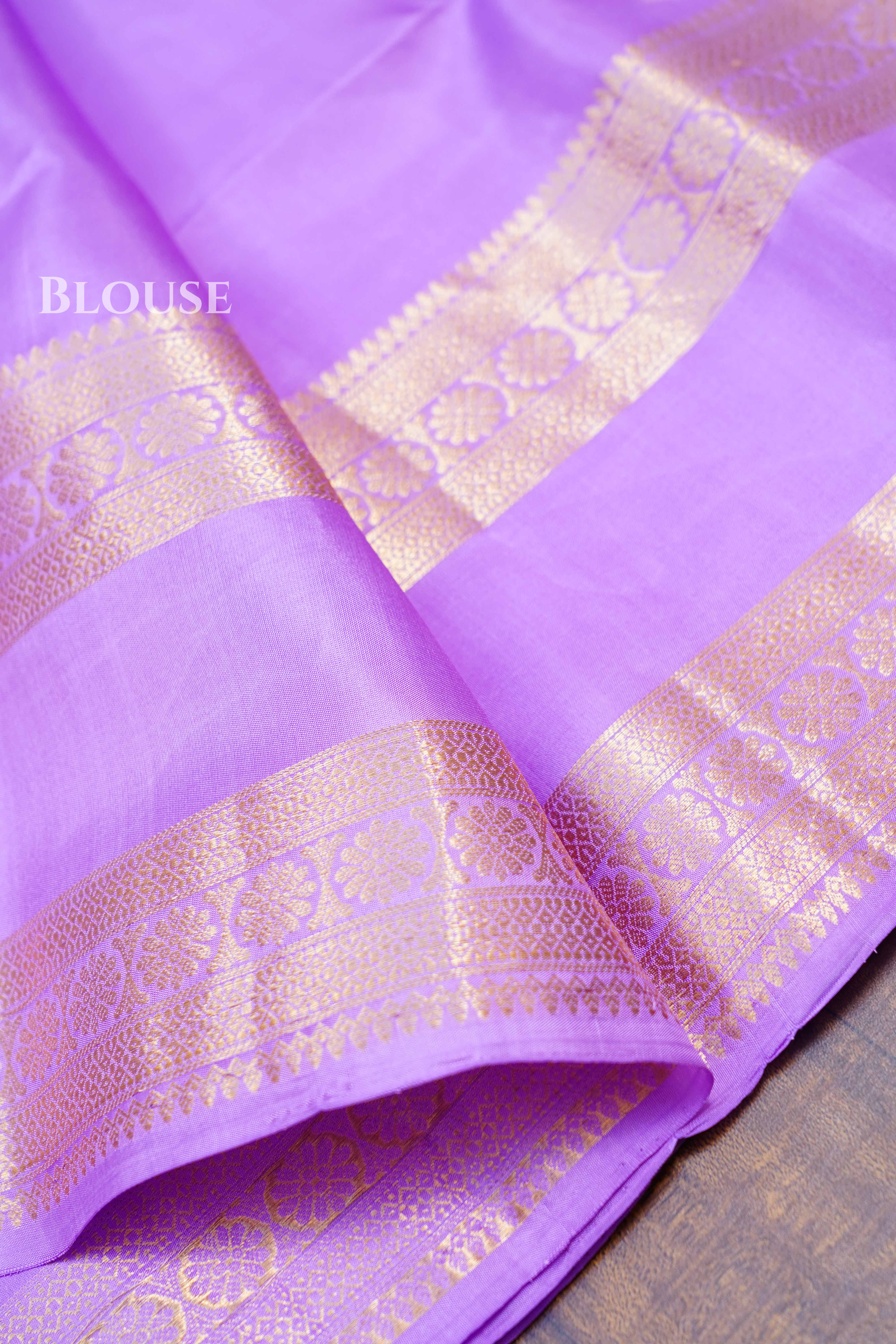 Lilac Purple Pure Soft Silk Saree