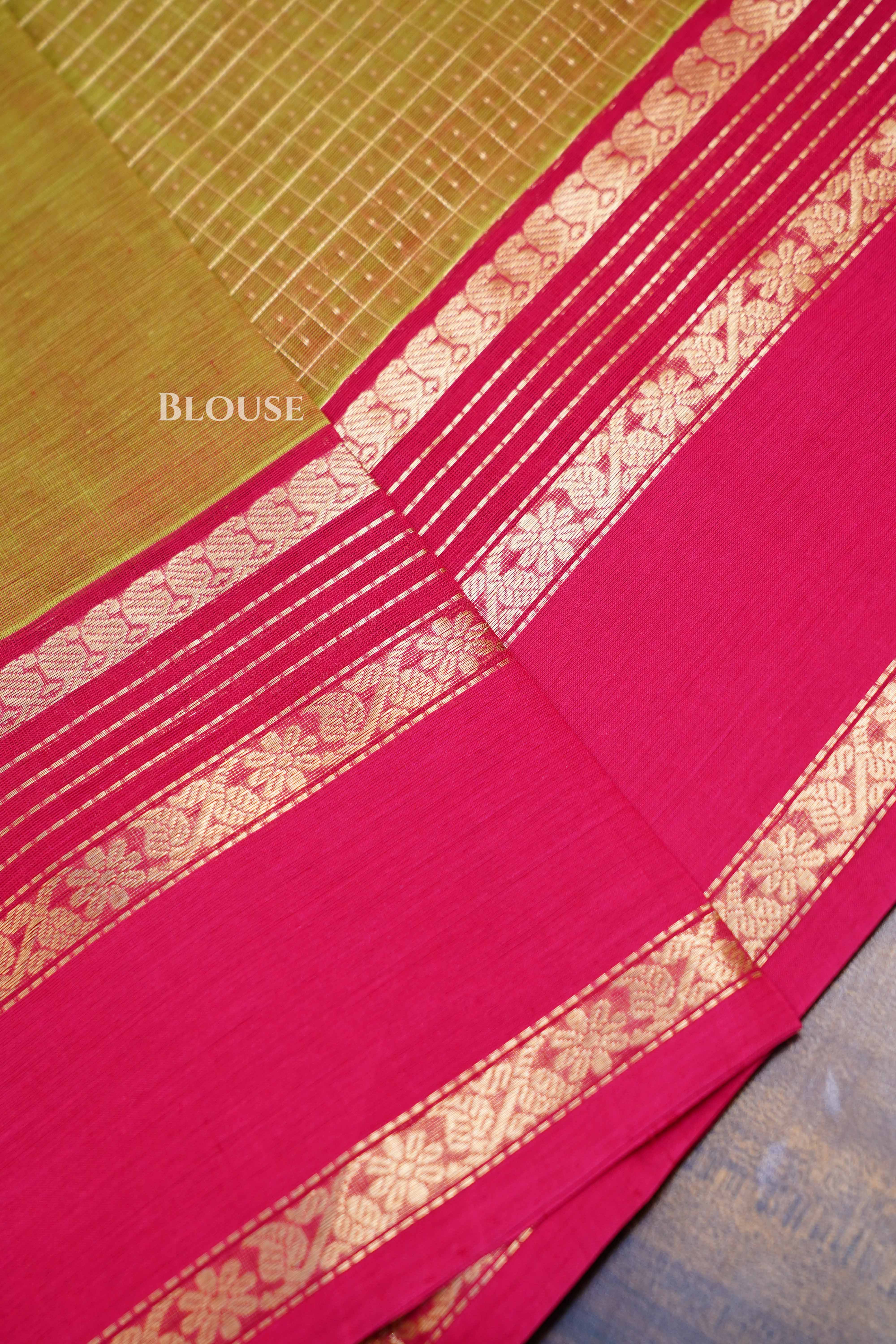 Mustard Yellow- Karaikudi Chettinad Silk Cotton Saree