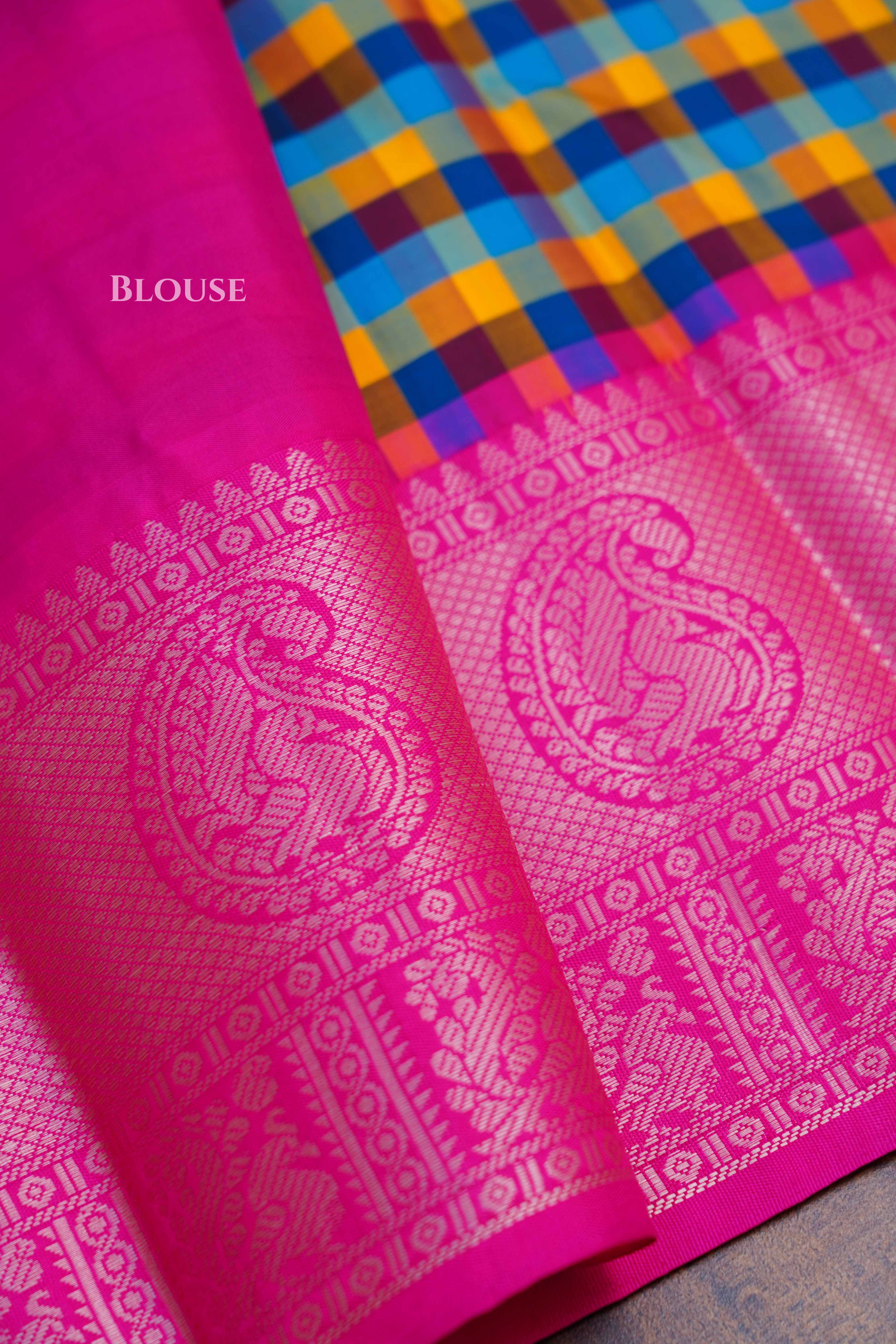 Multi Color Checks Kuravanji Silk Saree5