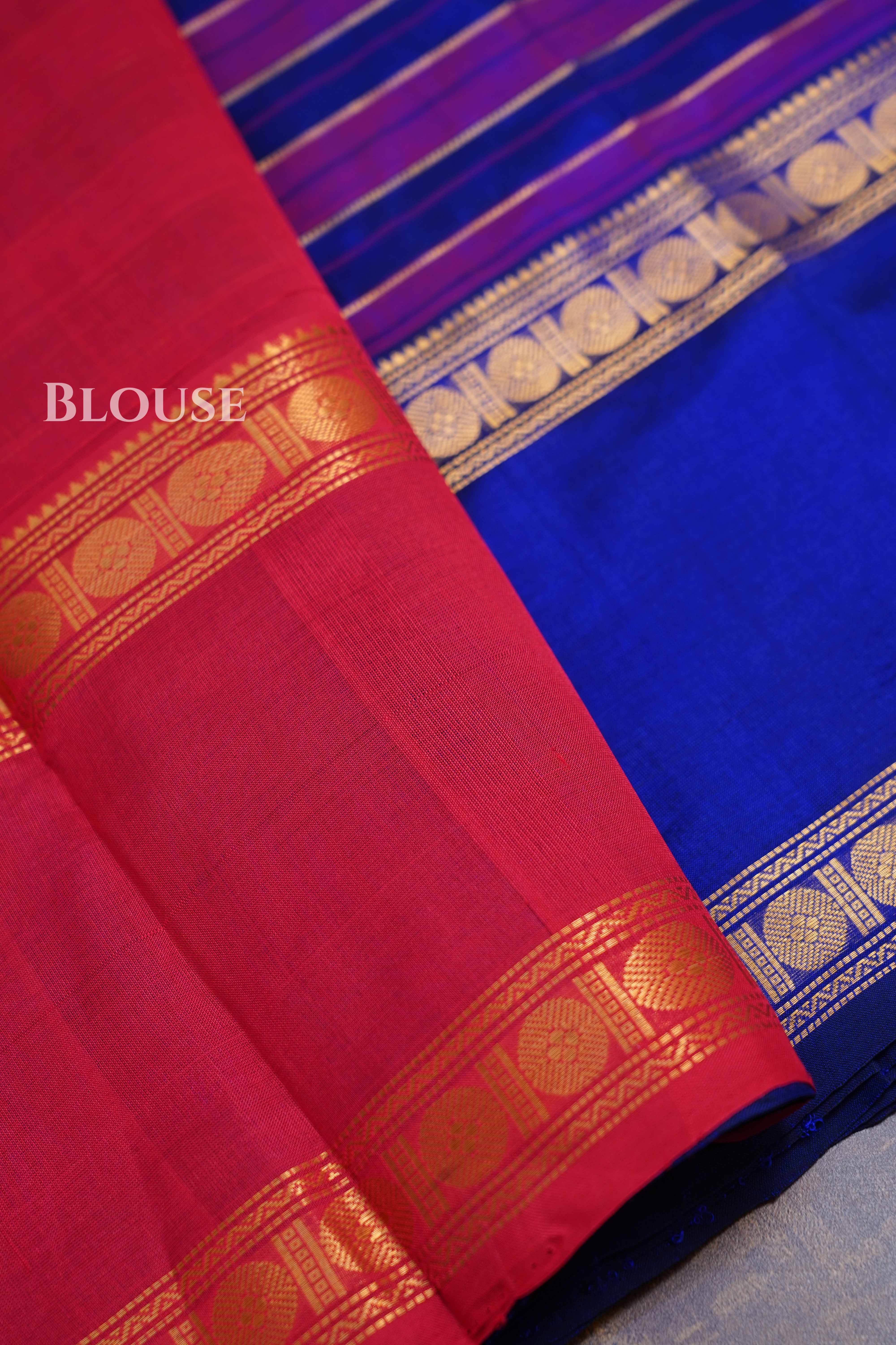 Royal Blue With Purple Pure Kanchi Silk Cotton Saree