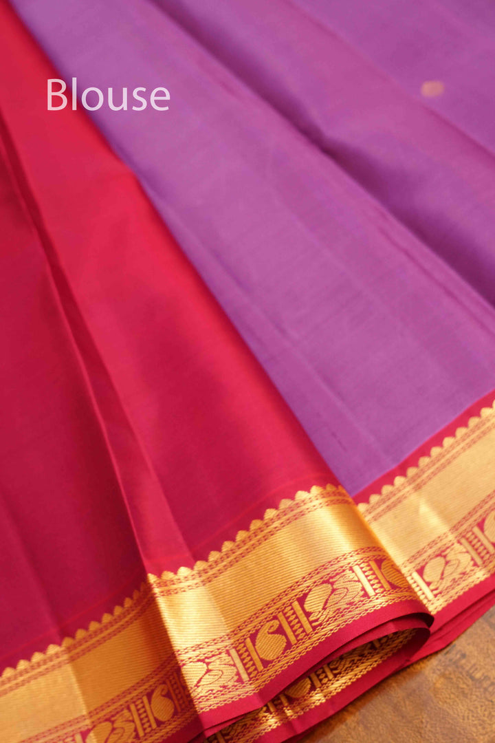 LIGHT PINK WITH GOLD BORDER KANCHIVARAM SILK SAREE - Queens Jewel Emporium