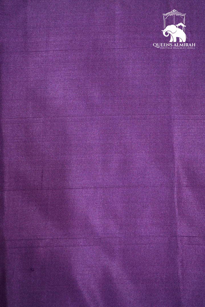 THISTLE PURPLE WITH WOVEN BORDER KANCHIVARAM SILK SAREE - Queens Jewel Emporium