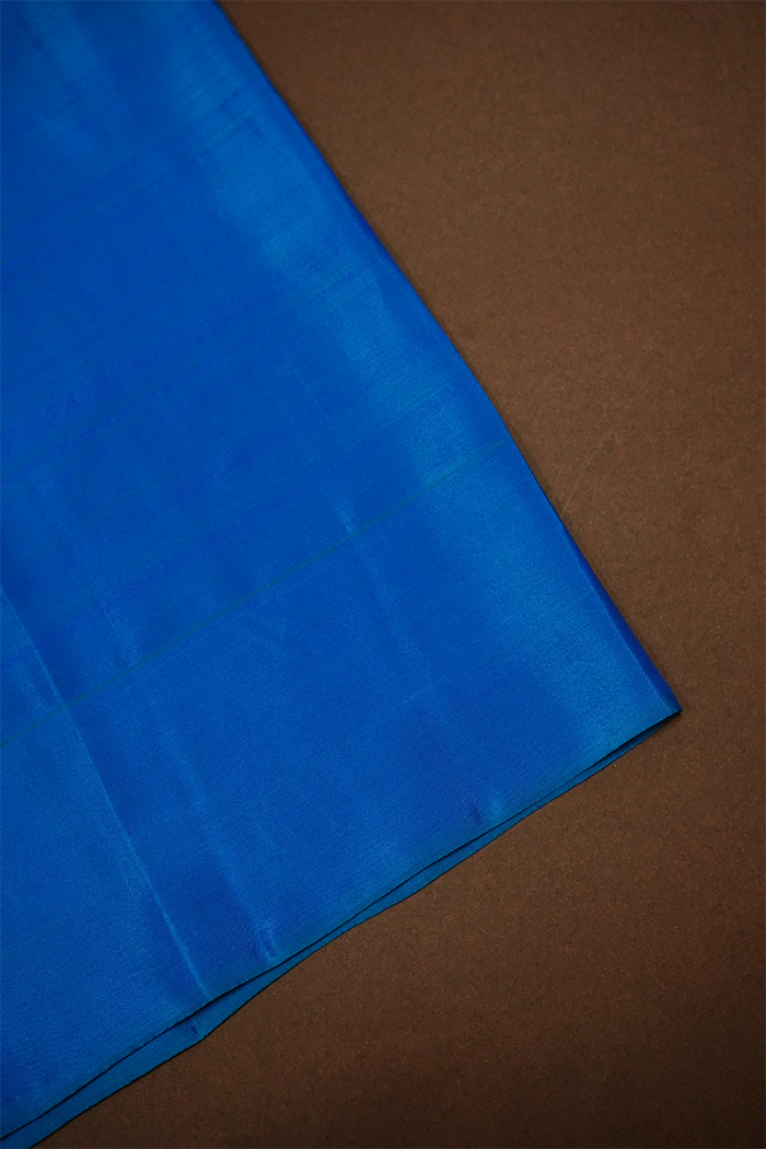 METALLIC BLUE WITH CYAN BLUE PURE KANCHIVARAM SILK SAREE - Queens Jewel Emporium
