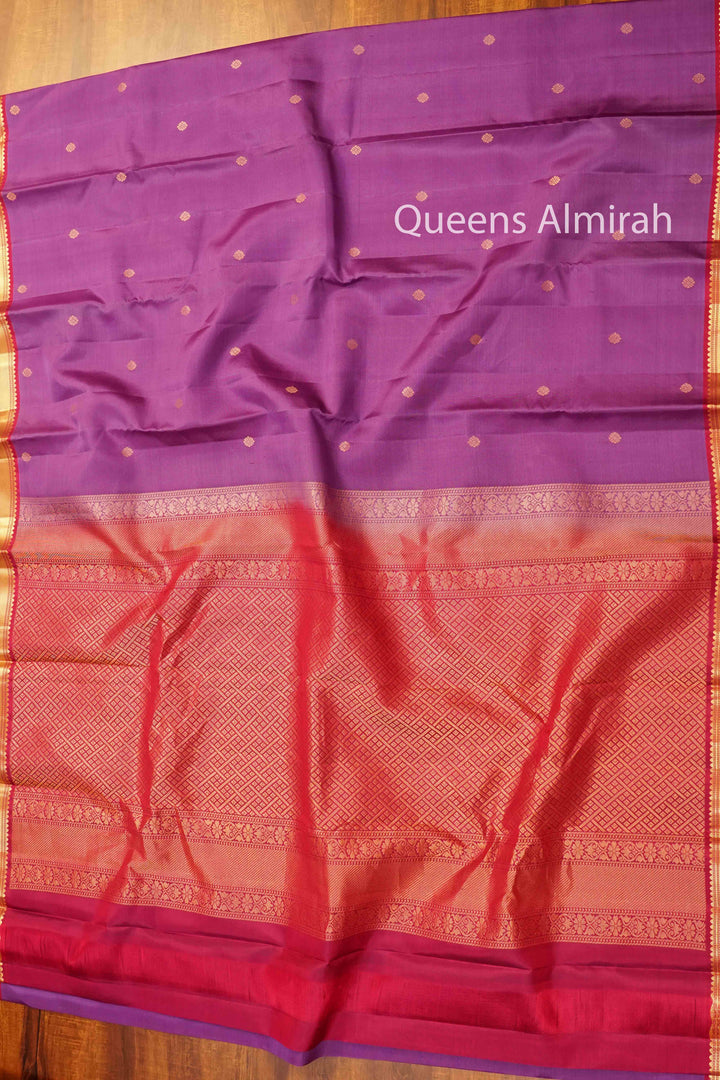 LIGHT PINK WITH GOLD BORDER KANCHIVARAM SILK SAREE - Queens Jewel Emporium