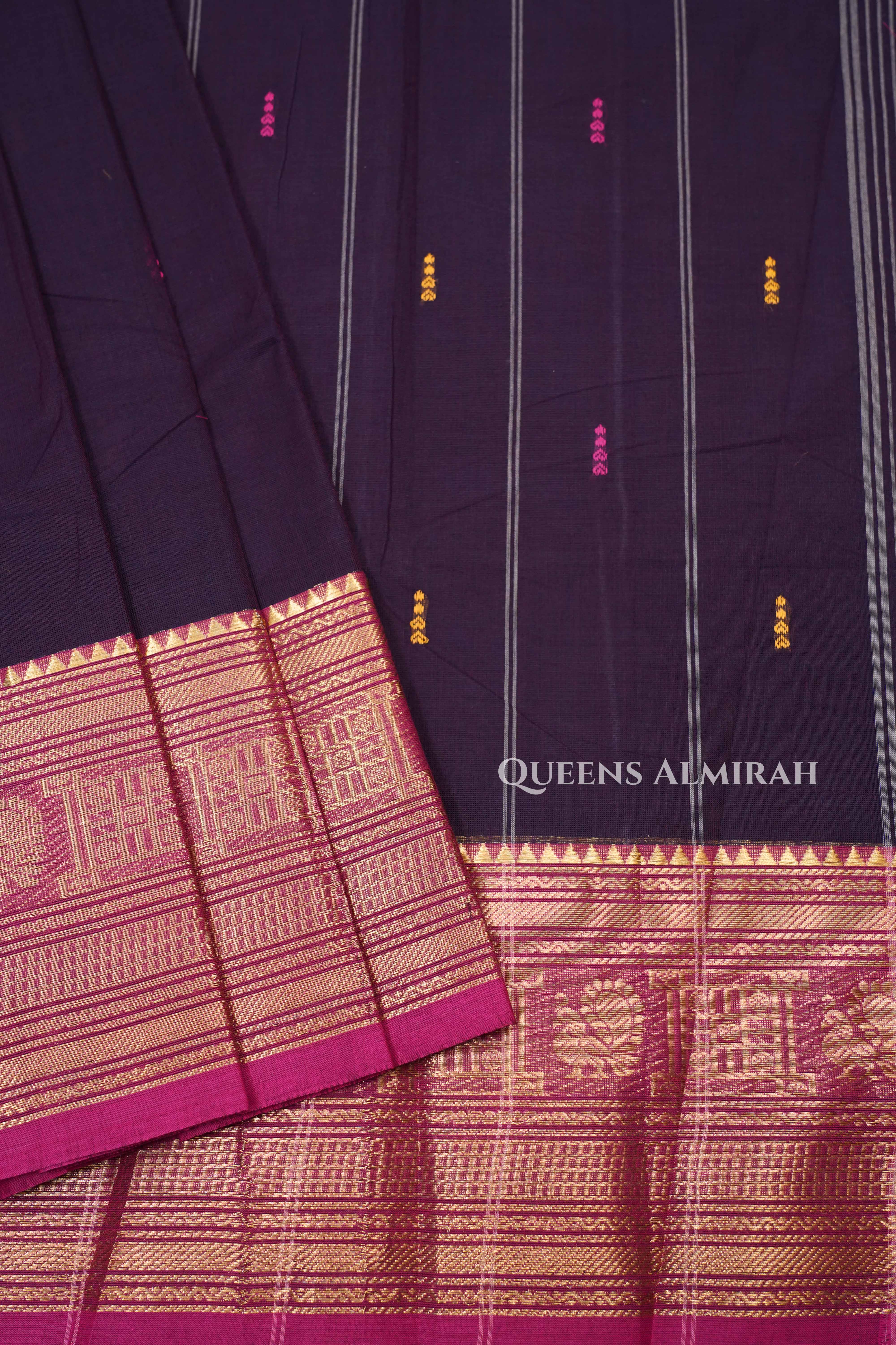 Dark Purple Kanchi Cotton Saree