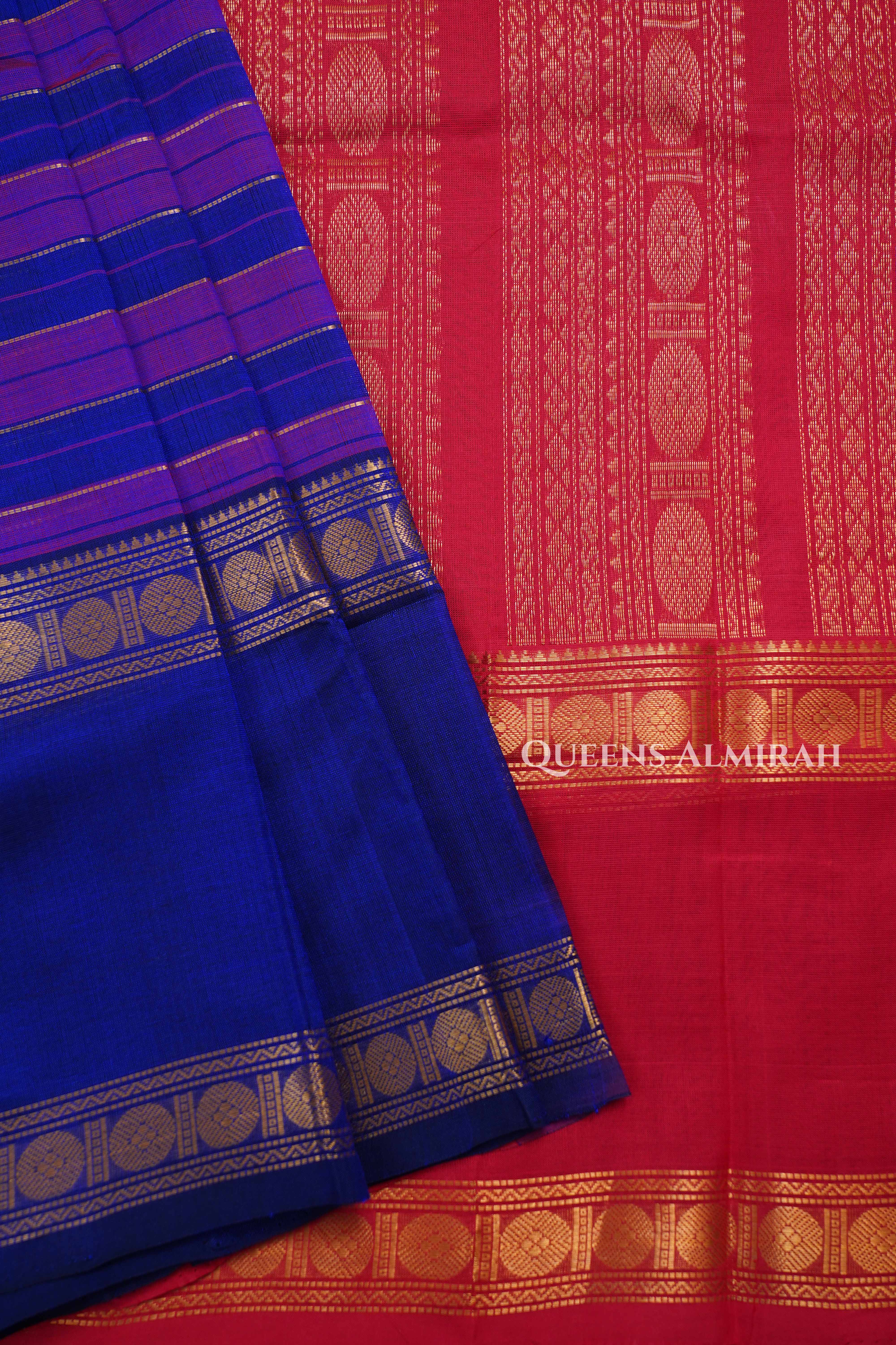 Royal Blue With Purple Pure Kanchi Silk Cotton Saree