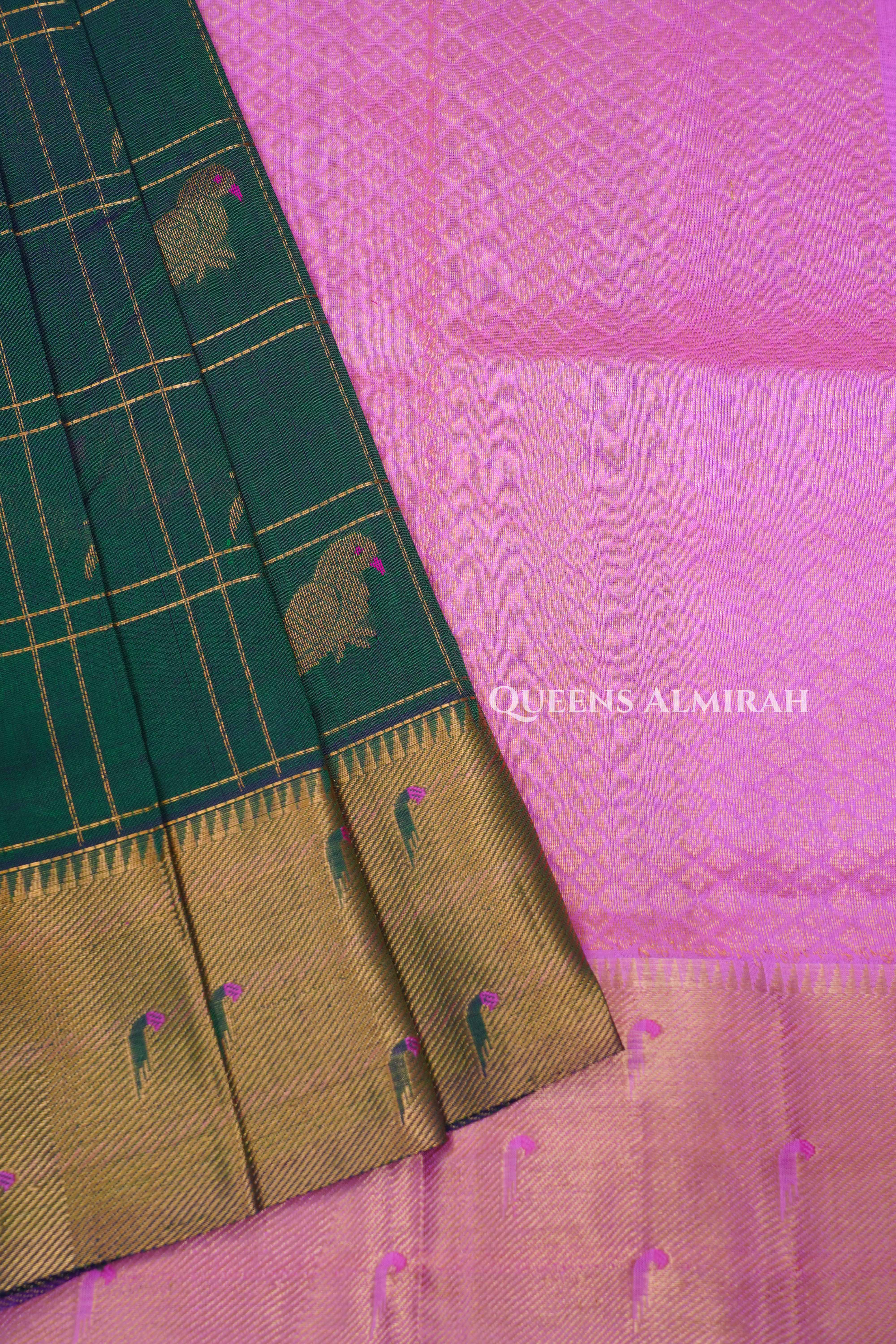 Dark Green Pure Kanchi Silk Cotton Saree