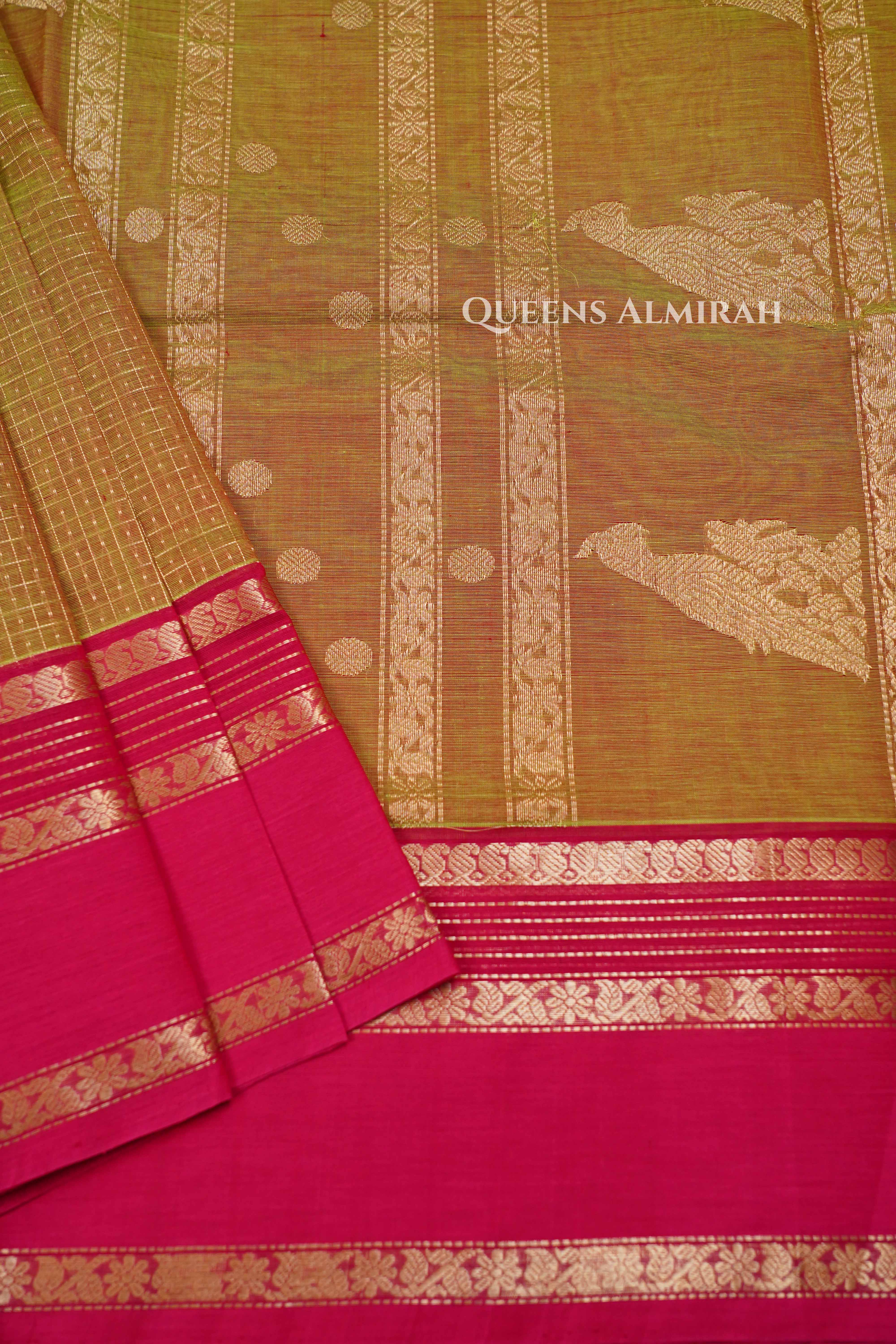 Mustard Yellow- Karaikudi Chettinad Silk Cotton Saree