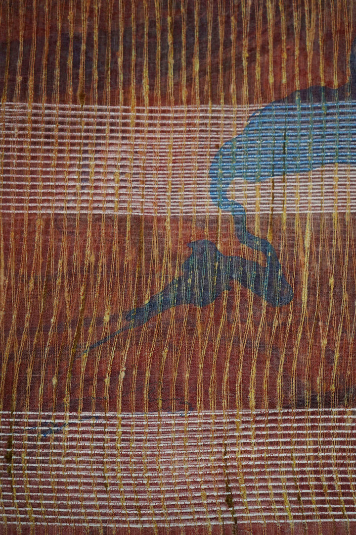 PINKISH BROWN  MARBLE PRINT GHICHA ORAGANZA SAREE - Queens Jewel Emporium