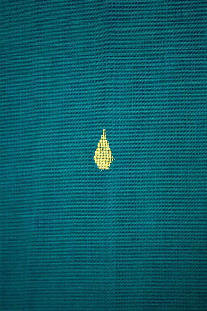 DEEP TEAL WITH MAGENTA KORVAI KANCHI COTTON SAREE - Queens Jewel Emporium