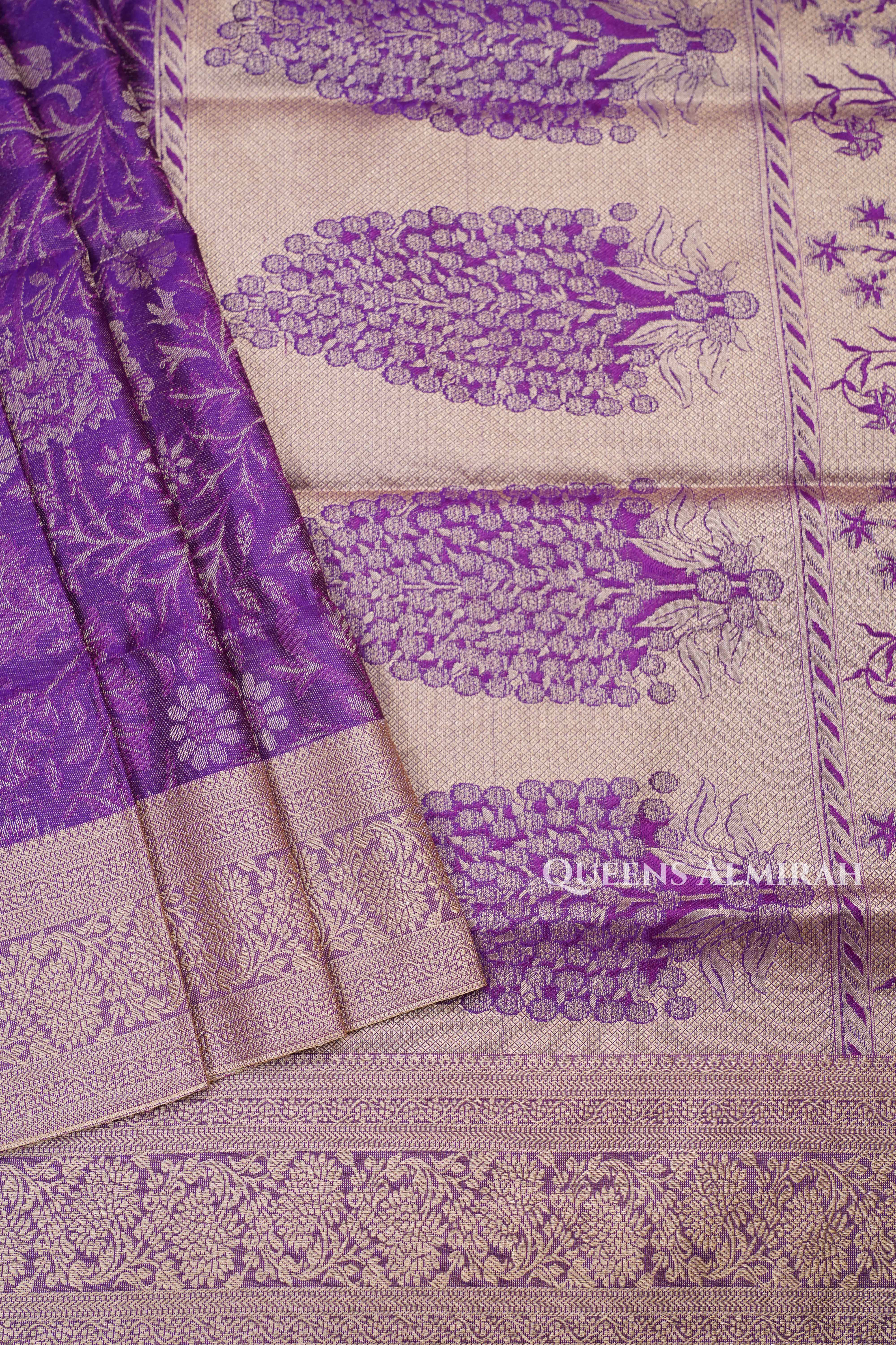 Dark Lavender Pashmina Silk Saree