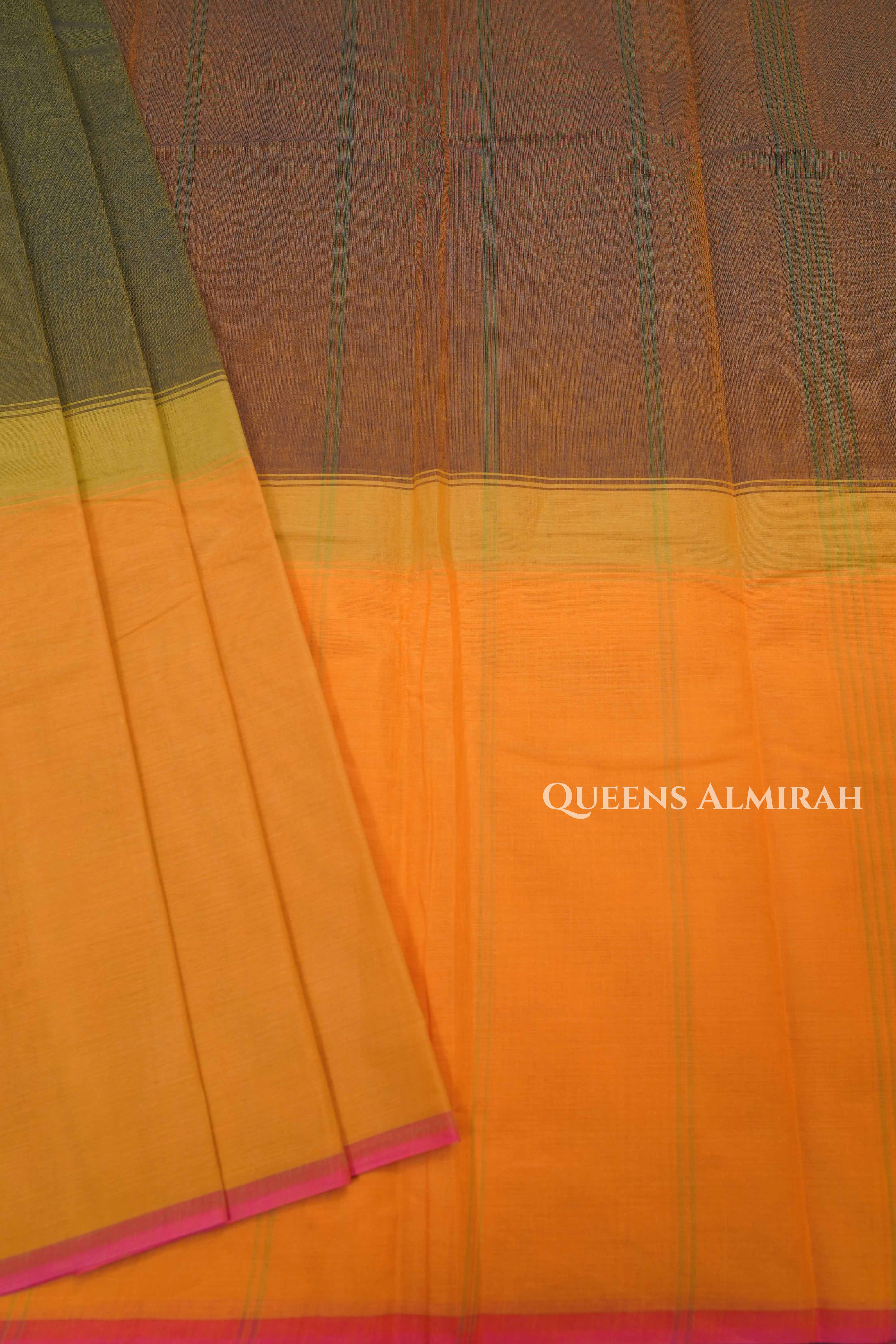 Mango Yellow Chettinad Cotton Saree