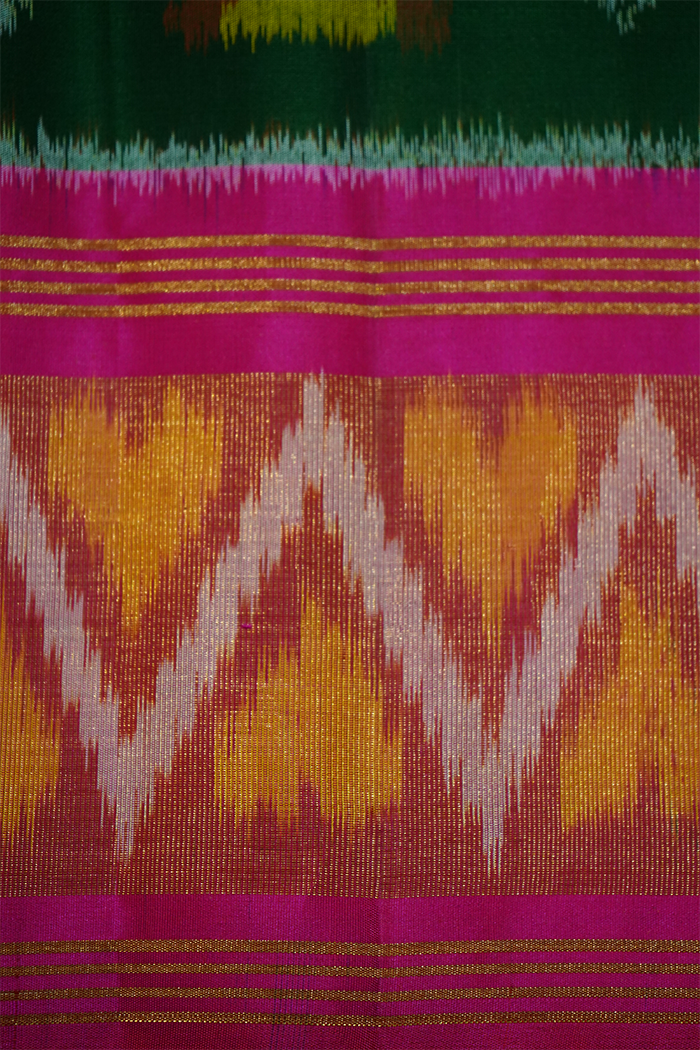 FOREST GREEN WITH BRIGHT PINK SOFT SILK SAREE - Queens Jewel Emporium