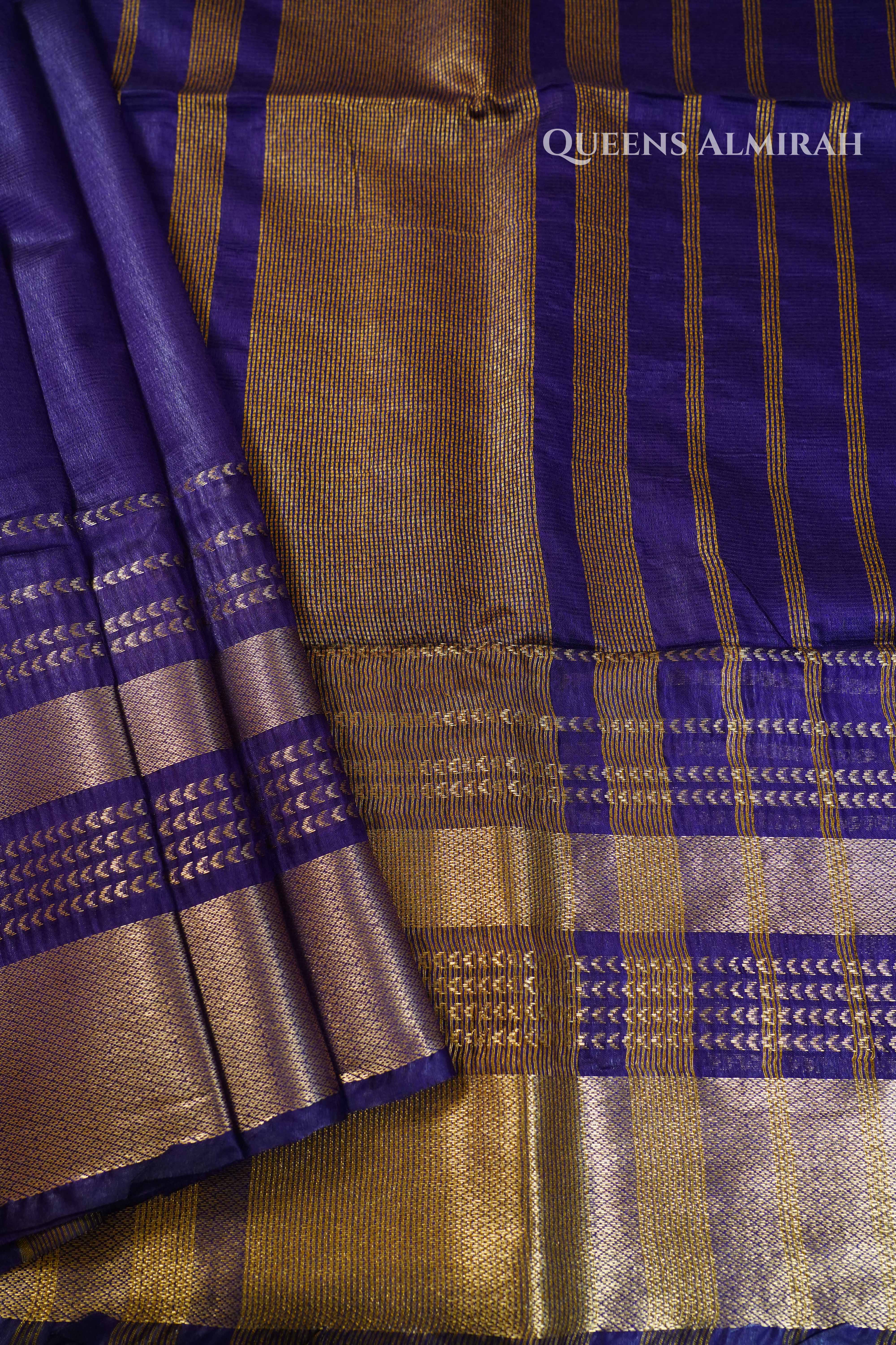 Royal Purple Maheshwari saree QUEENS ALMIRAH
