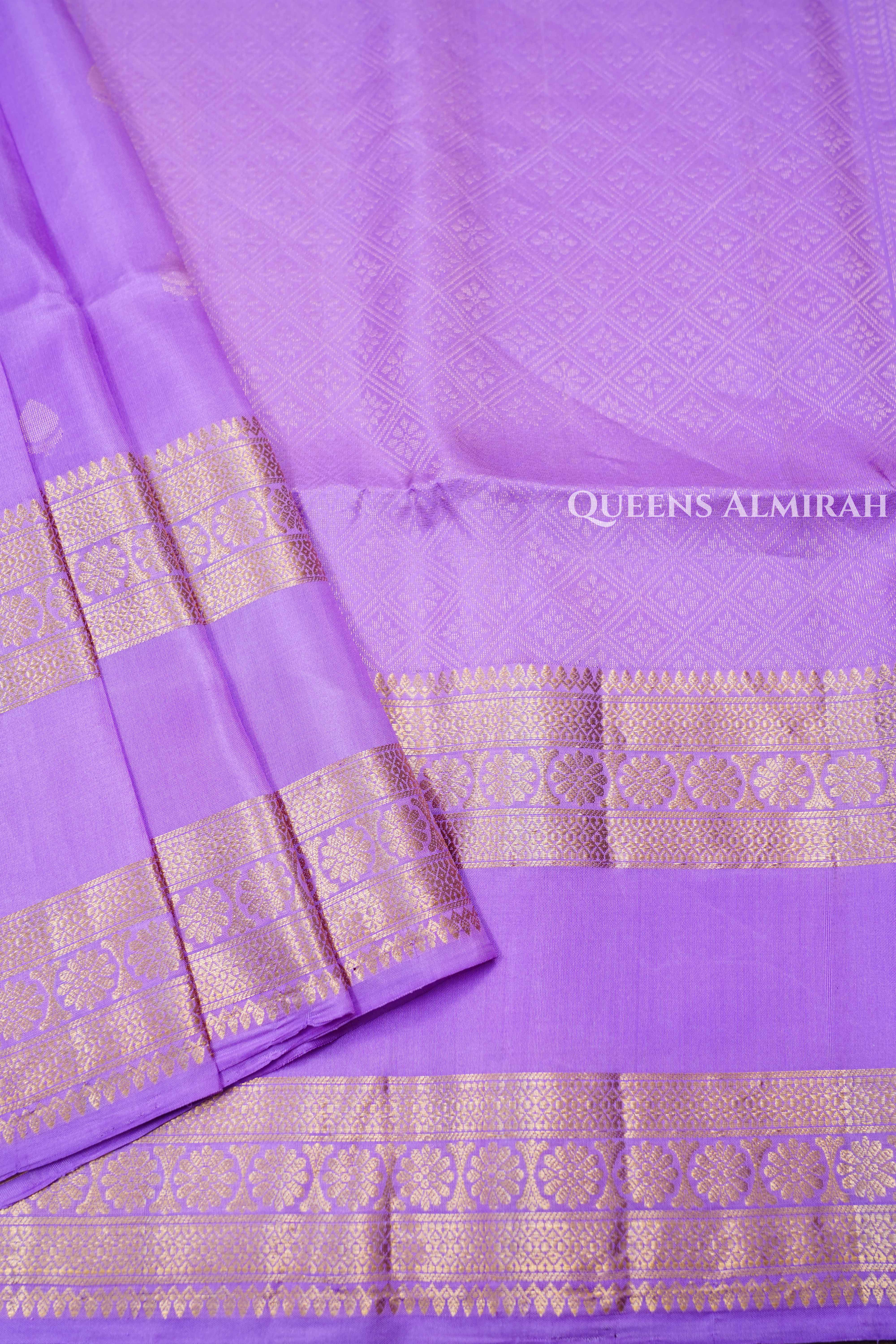 Lilac Purple Pure Soft Silk Saree